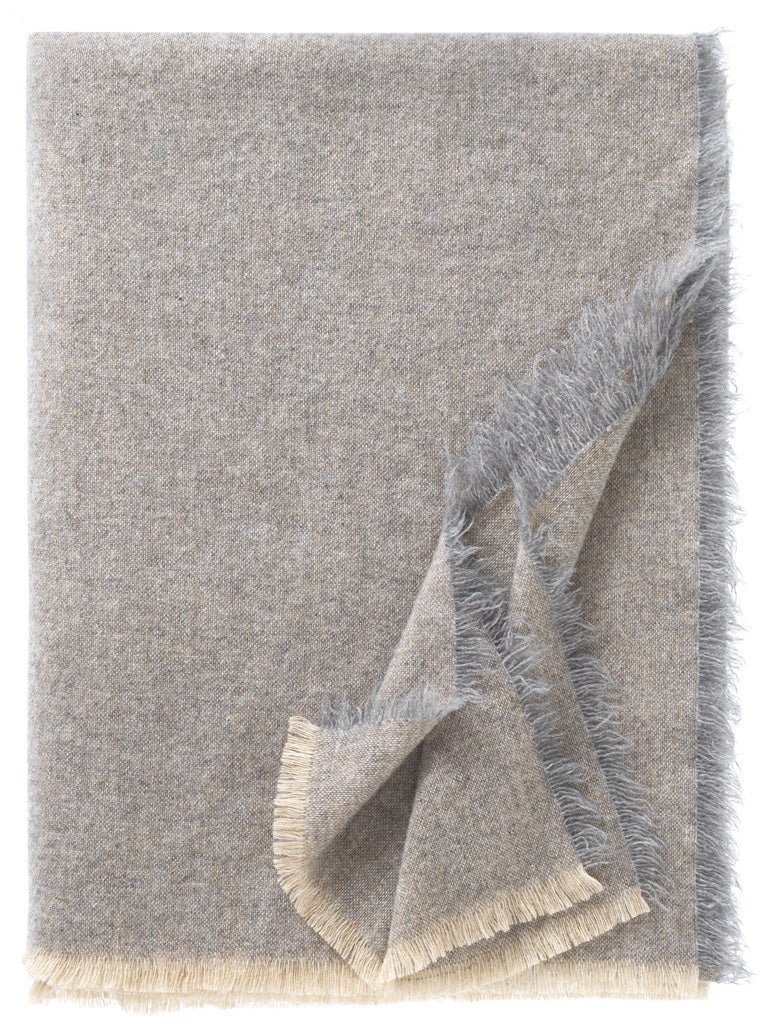 Eagle Plaid Portofino aus Merinowolle und Kaschmir mit Fransen in der Farbe Grau