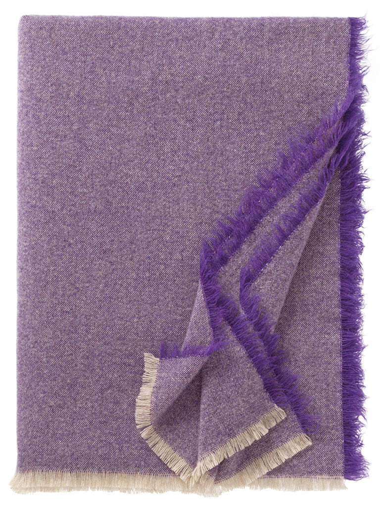 Eagle Plaid Portofino aus Merinowolle und Kaschmir mit Fransen in der Farbe Lila