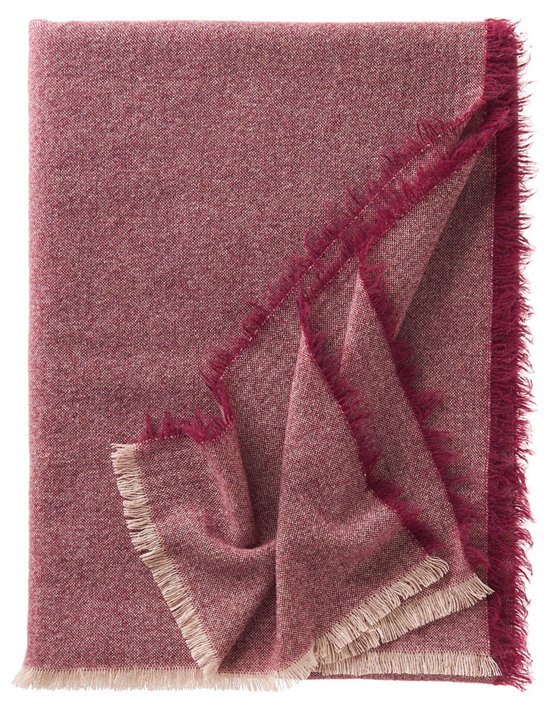 Eagle Plaid Portofino aus Merinowolle und Kaschmir mit Fransen in der Farbe Bordeaux