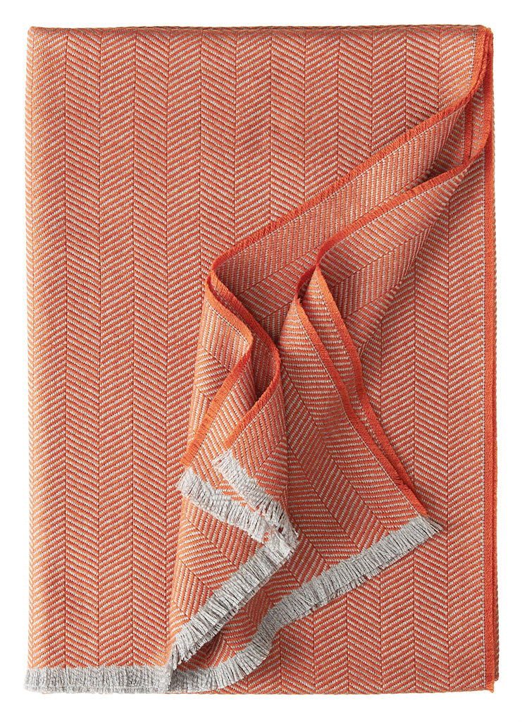 Colorado Plaid von Eagle Products aus 100 % Merino-Schurwolle mit Fischgratmuster und Fransen, Made in Germany, Farbe Rost