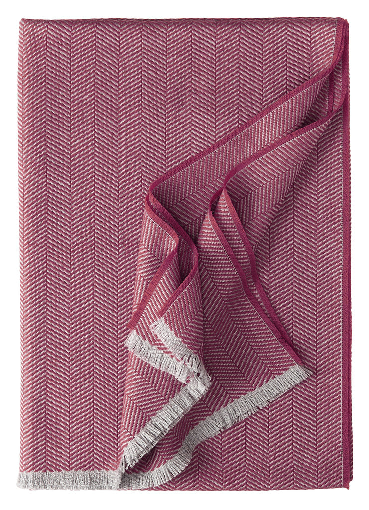 Colorado Plaid von Eagle Products aus 100 % Merino-Schurwolle mit Fischgratmuster und Fransen, Made in Germany, Farbe Burgund