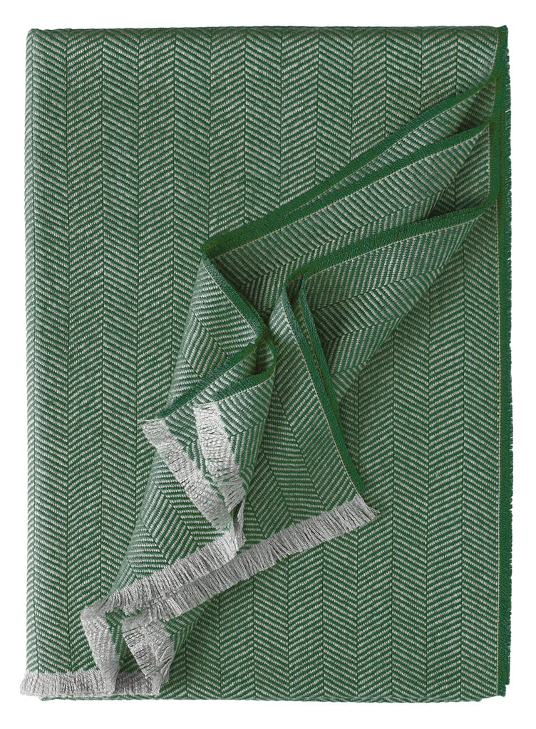 Colorado Plaid von Eagle Products aus 100 % Merino-Schurwolle mit Fischgratmuster und Fransen, Made in Germany, Farbe Dunkelgrün