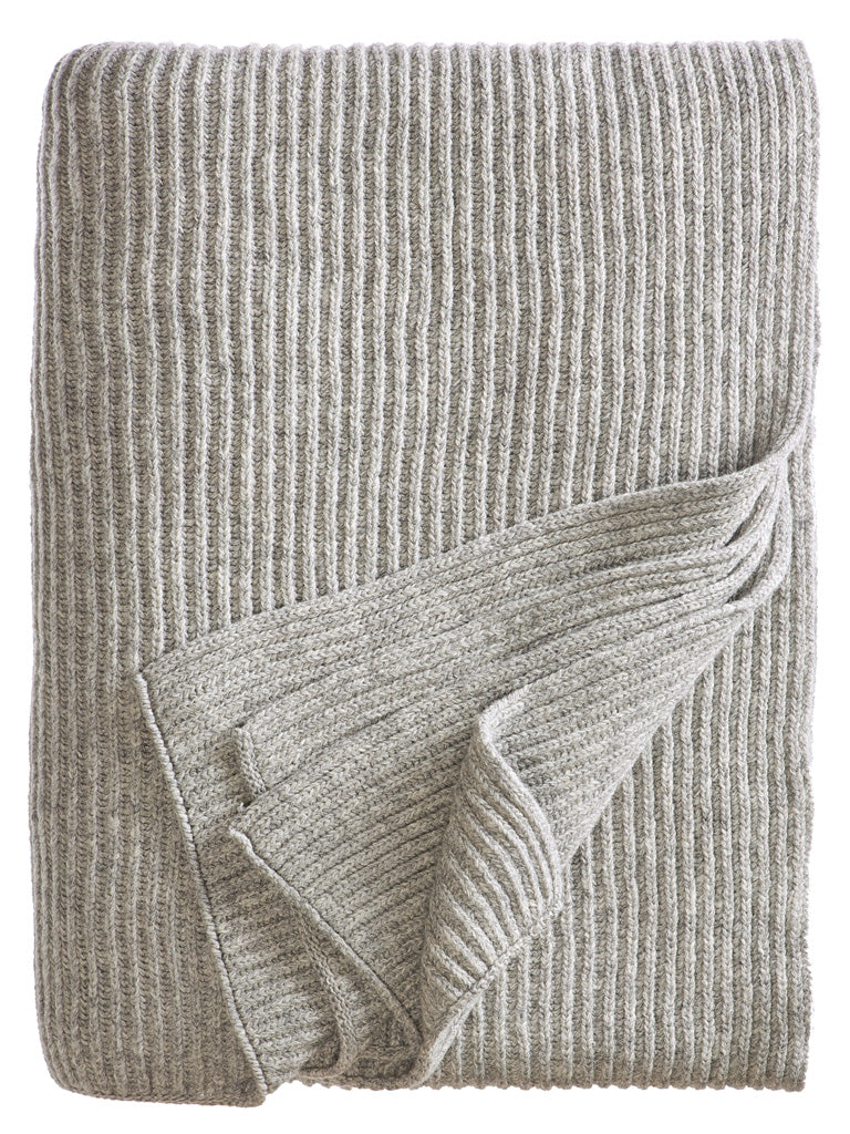 Eagle Products Malmö Plaid - Schurwoll Decke im Grobstrick in der Farbe Hellgrau