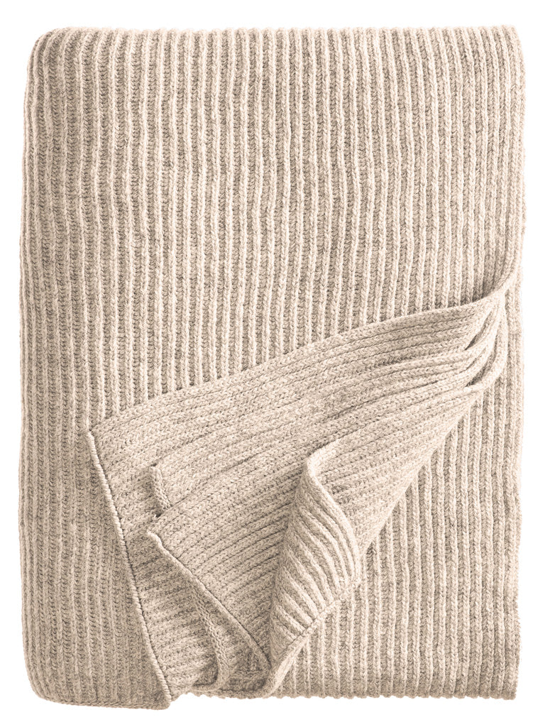 Eagle Products Malmö Plaid - Schurwoll Decke im Grobstrick in der Farbe Creme