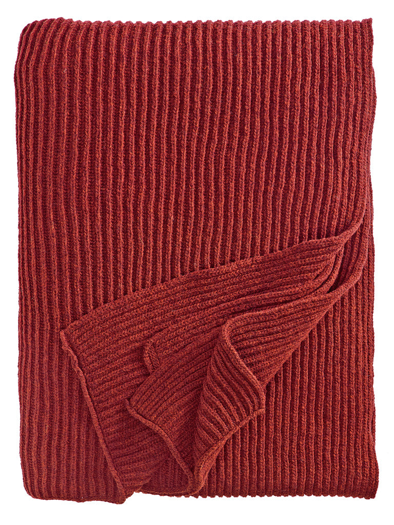 Eagle Products Malmö Plaid - Schurwoll Decke im Grobstrick in der Farbe Rost