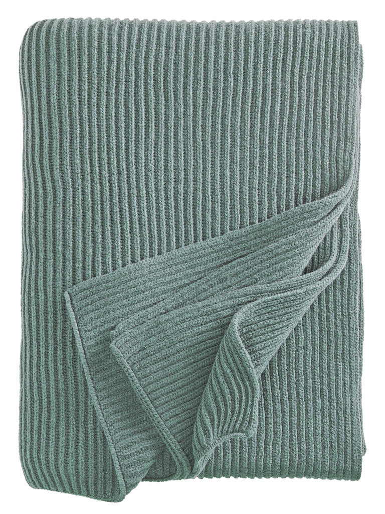 Eagle Products Malmö Plaid - Schurwoll Decke im Grobstrick in der Farbe Salbei