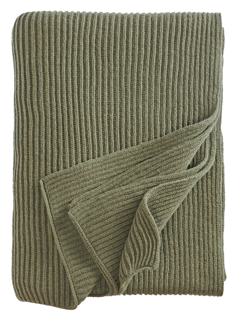 Eagle Products Malmö Plaid - Schurwoll Decke im Grobstrick in der Farbe Khaki