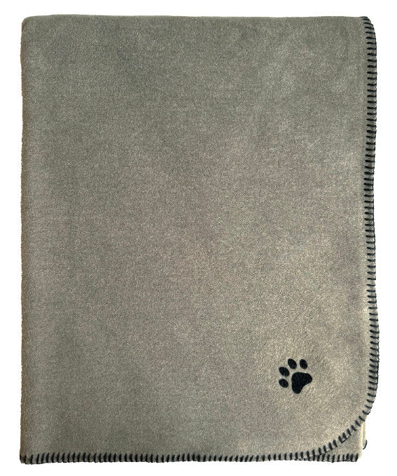 Hundedecke Benno XS von Eagle Products aus weichem Fleece in der Farbe Agave, mit schwarzem Kettelstich und aufgeflockter Pfote