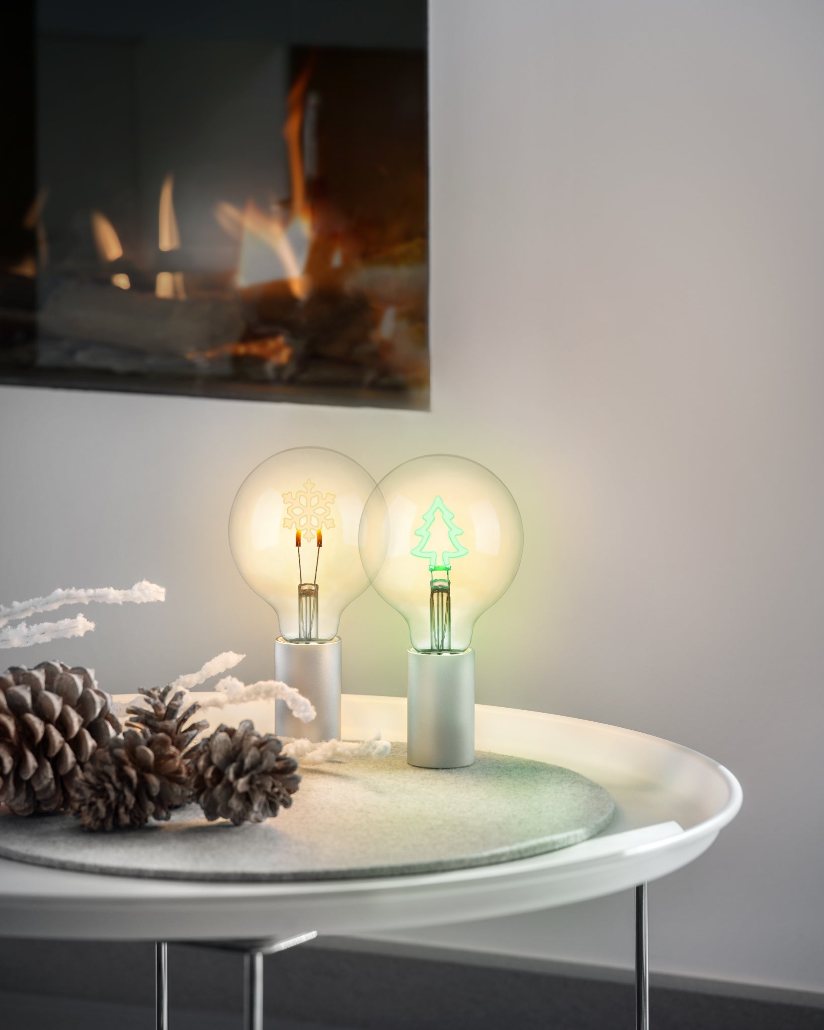 Tischleuchten-Sockel Tobi von Sompex mit Motiv-Filament-Lampen