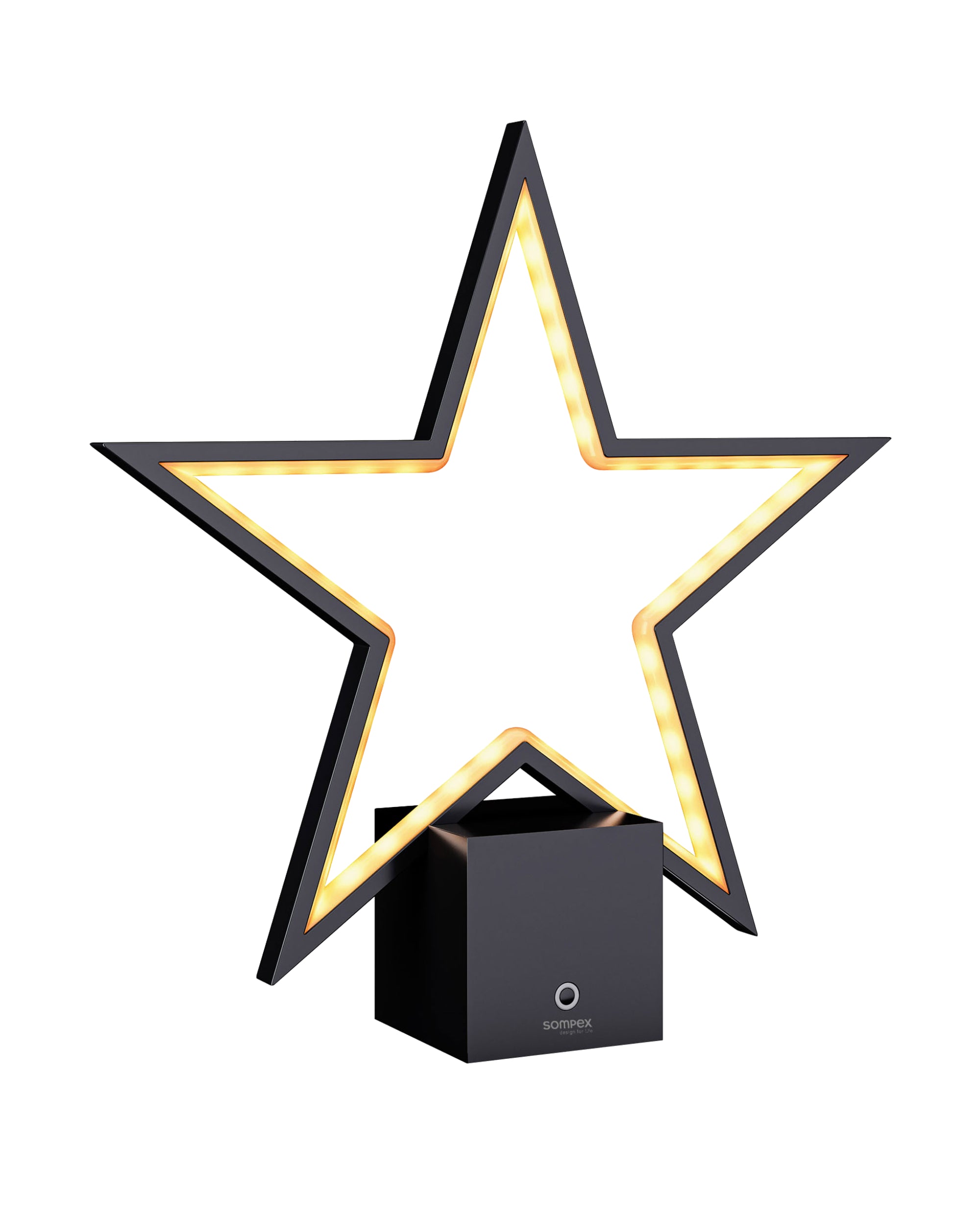 Schwarze Lucy LED Tischleuchte in Sternform mit Akku von Sompex in der Größe 34 cm