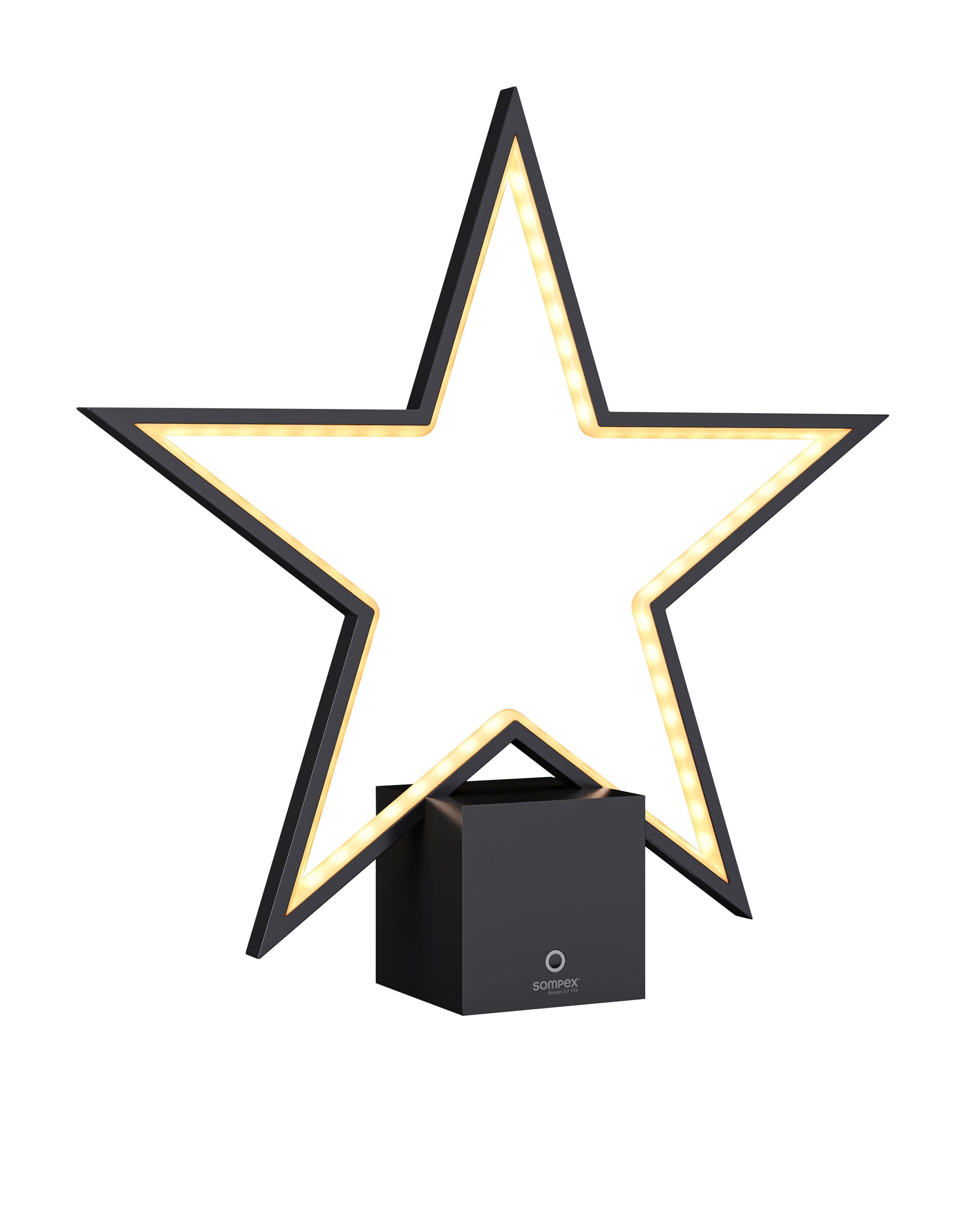 Schwarze Lucy LED Tischleuchte in Sternform mit Akku von Sompex in der Größe 40 cm