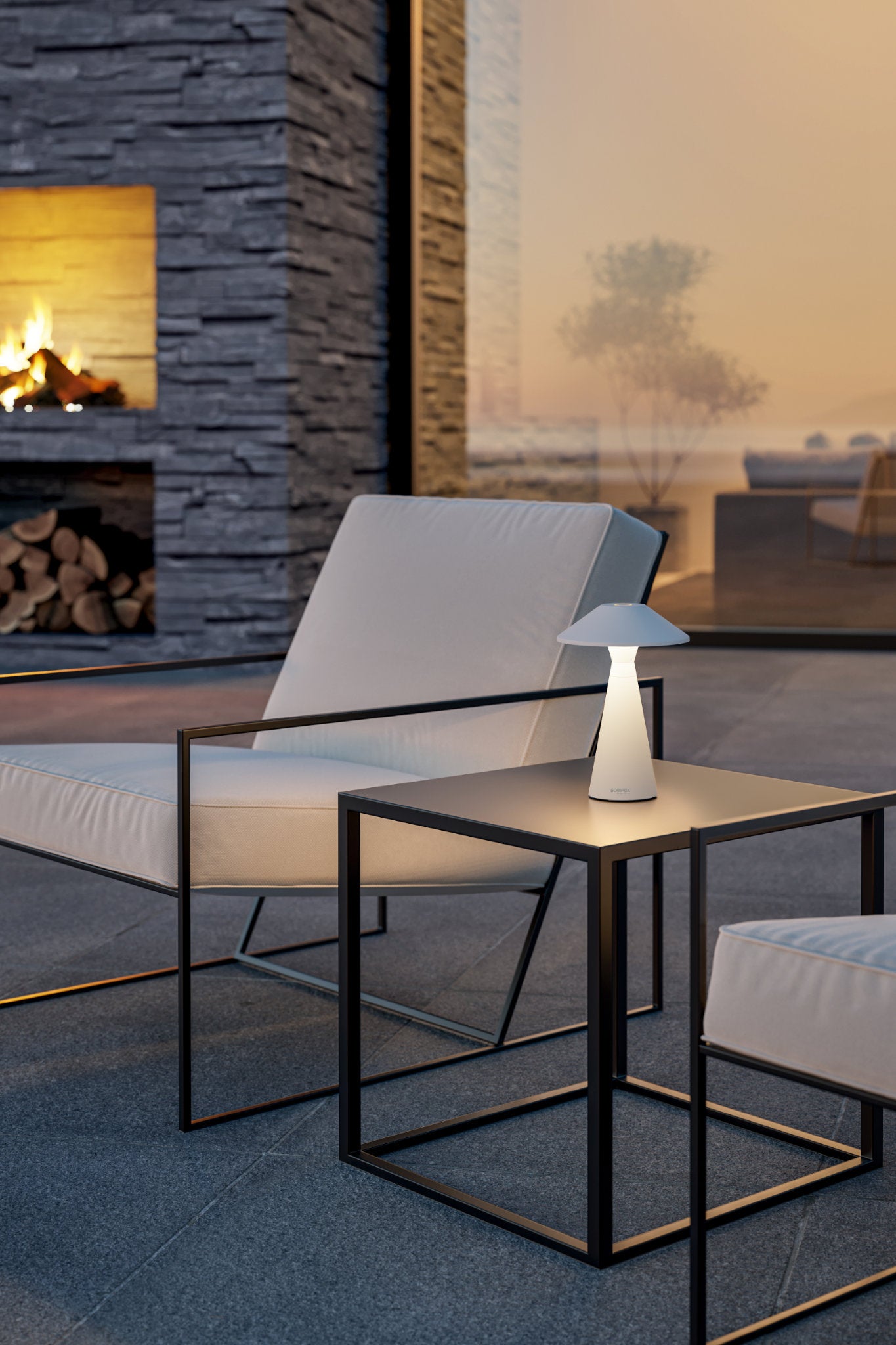 Move Outdoor Akkuleuchte von Sompex mit höhenverstellbarem Schirm, Farbe Weiß