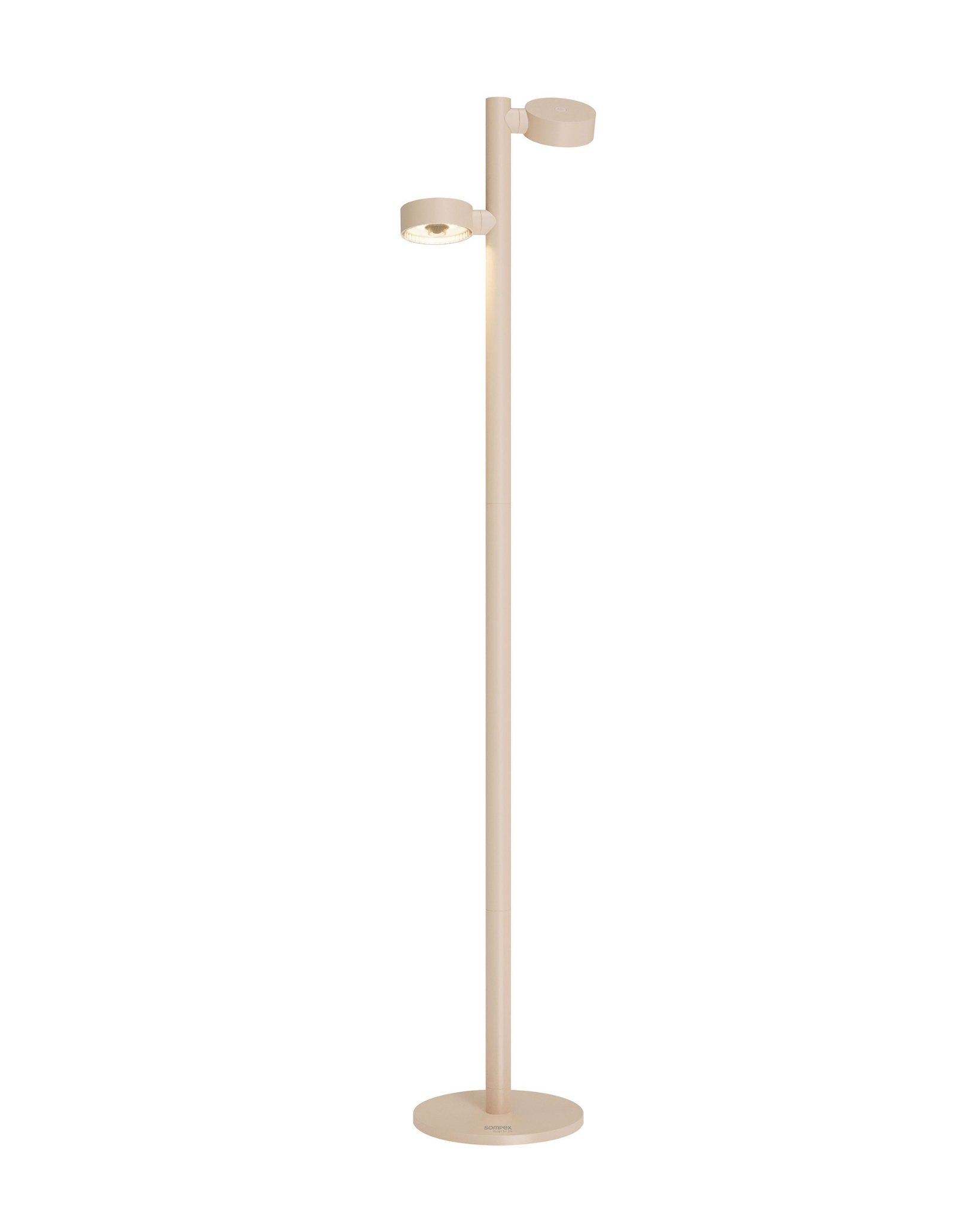 Ronda Akku-Stehleuchte von Sompex in Sand mit zwei schwenkbaren LED Leuchtenköpfen