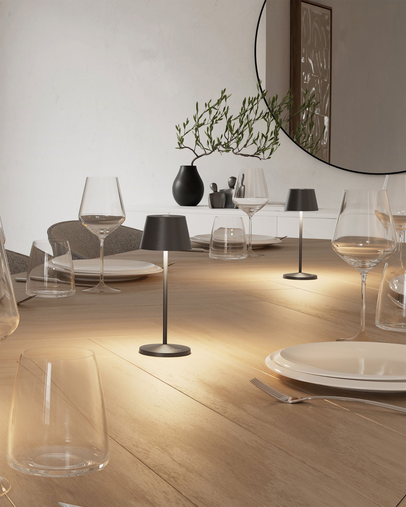 Akku Tischleuchten Seoul Micro RC von Villeroy & Boch, neue Generation, Farbe Schwarz, kompatibel mit RC Fernbedienung