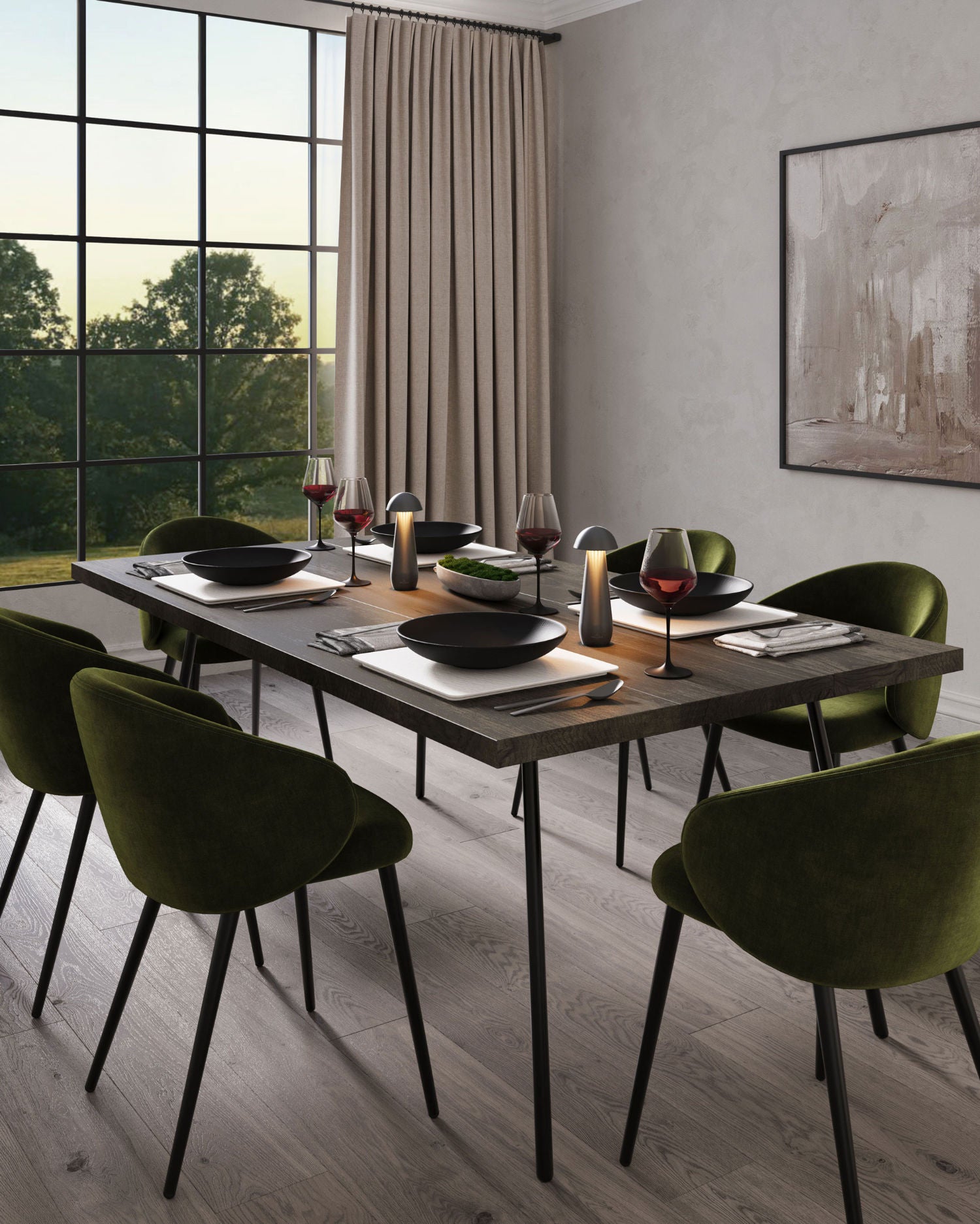 Akku Tischleuchte Modena von Villeroy & Boch mit Dimmfunktion und einstellbarer Lichtfarbe, Größe M, Farbe Graphit gebürstet