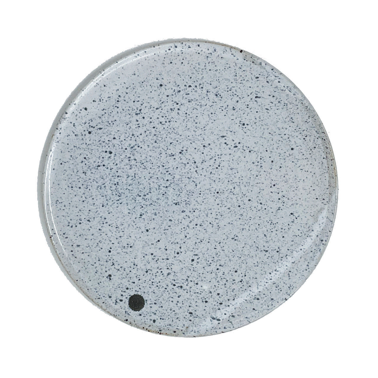 Teller Eva aus handgedrehter Keramik von Raumgestalt, hell mit schwarzen Punkten, Größe M