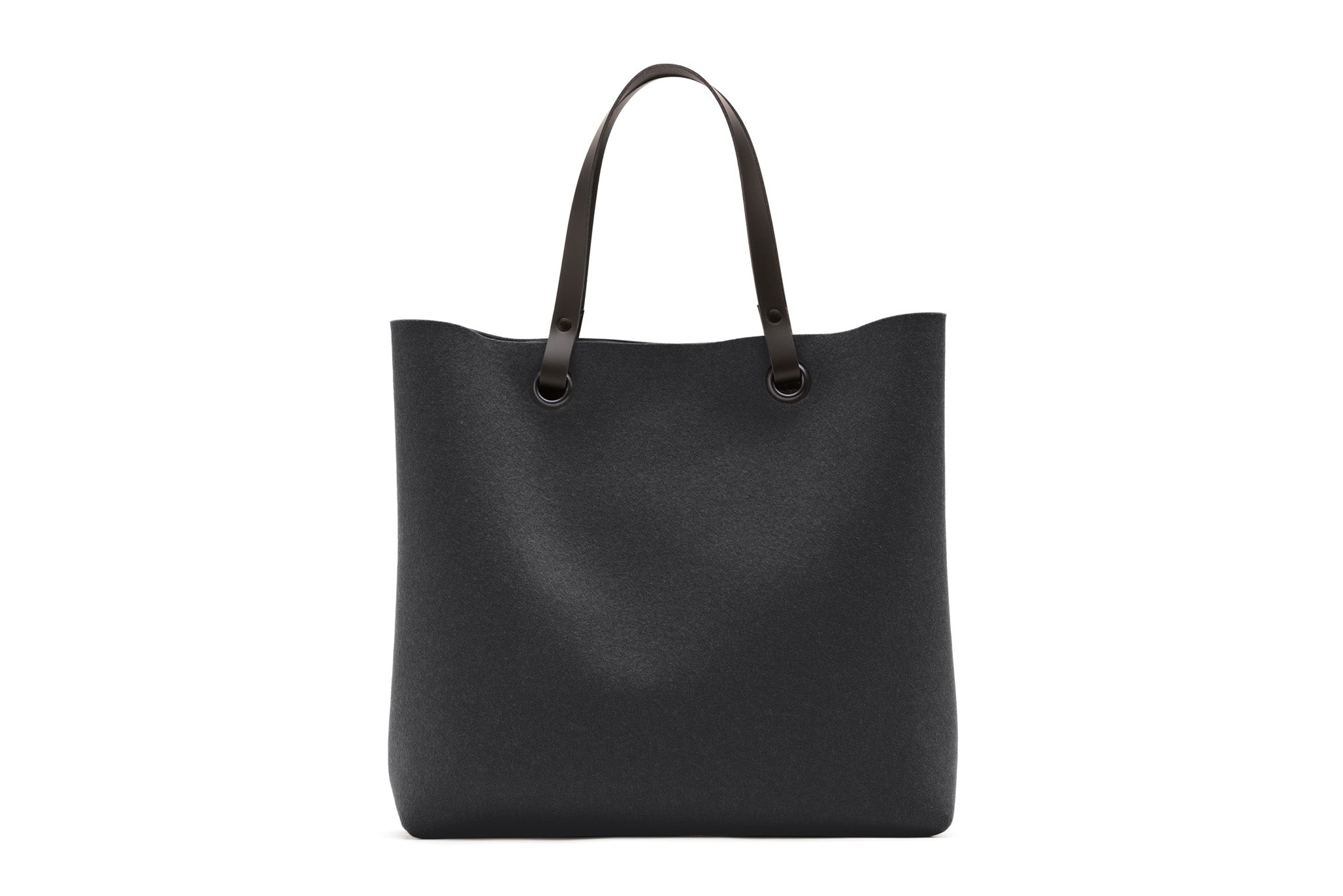 Hey-Sign Shopper-Tasche aus Filz mit Lederhenkeln, Größe L, Farbe Schwarz