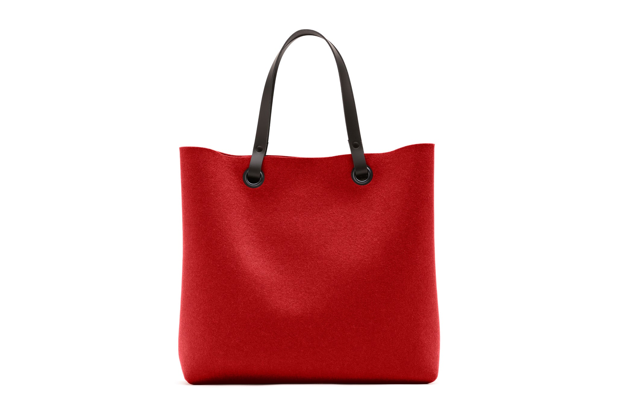 Hey-Sign Shopper-Tasche aus Filz mit Lederhenkeln, Größe L, Farbe Rot