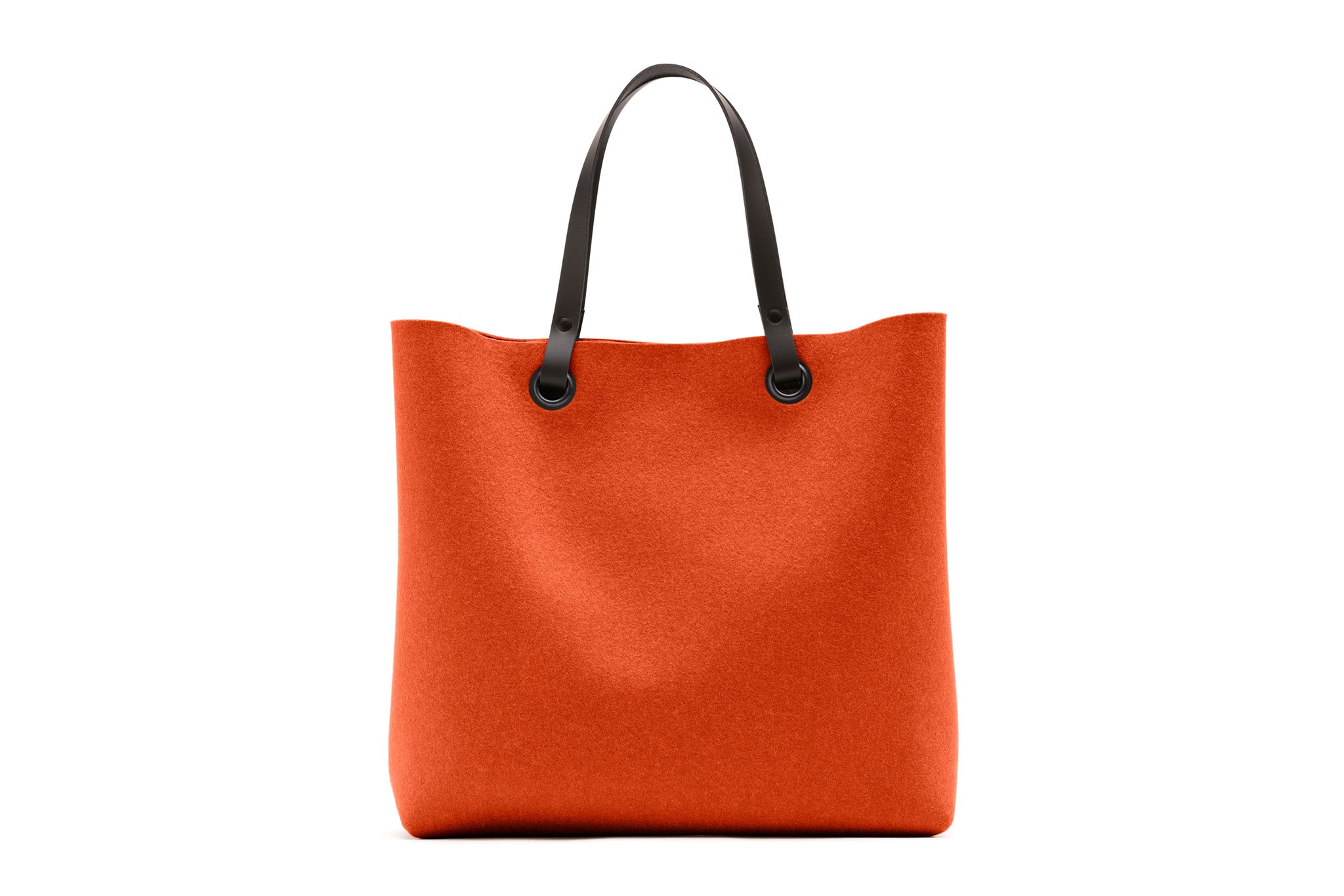 Hey-Sign Shopper-Tasche aus Filz mit Lederhenkeln, Größe L, Farbe Mango