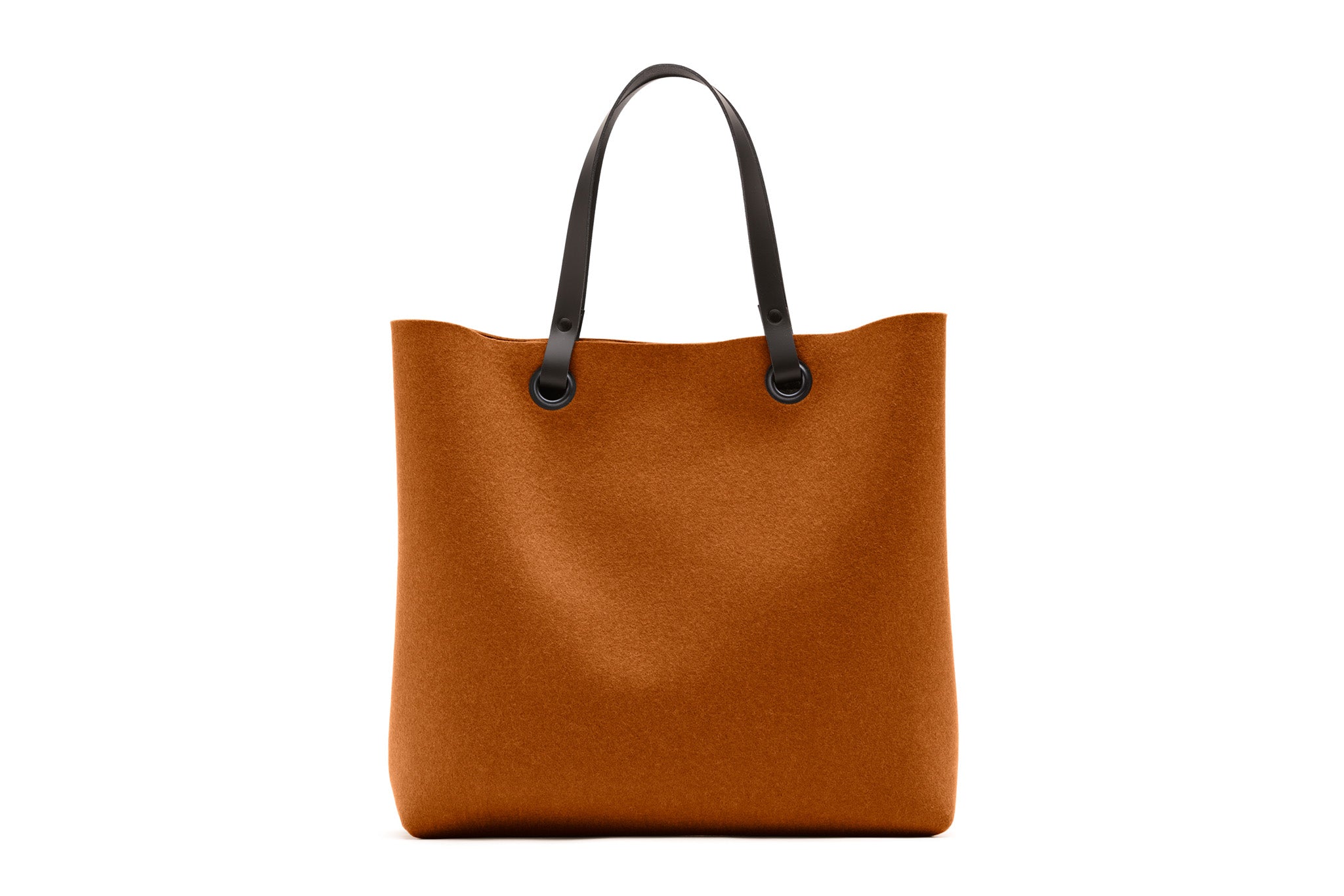 Hey-Sign Shopper-Tasche aus Filz mit Lederhenkeln, Größe L, Farbe Walnuss