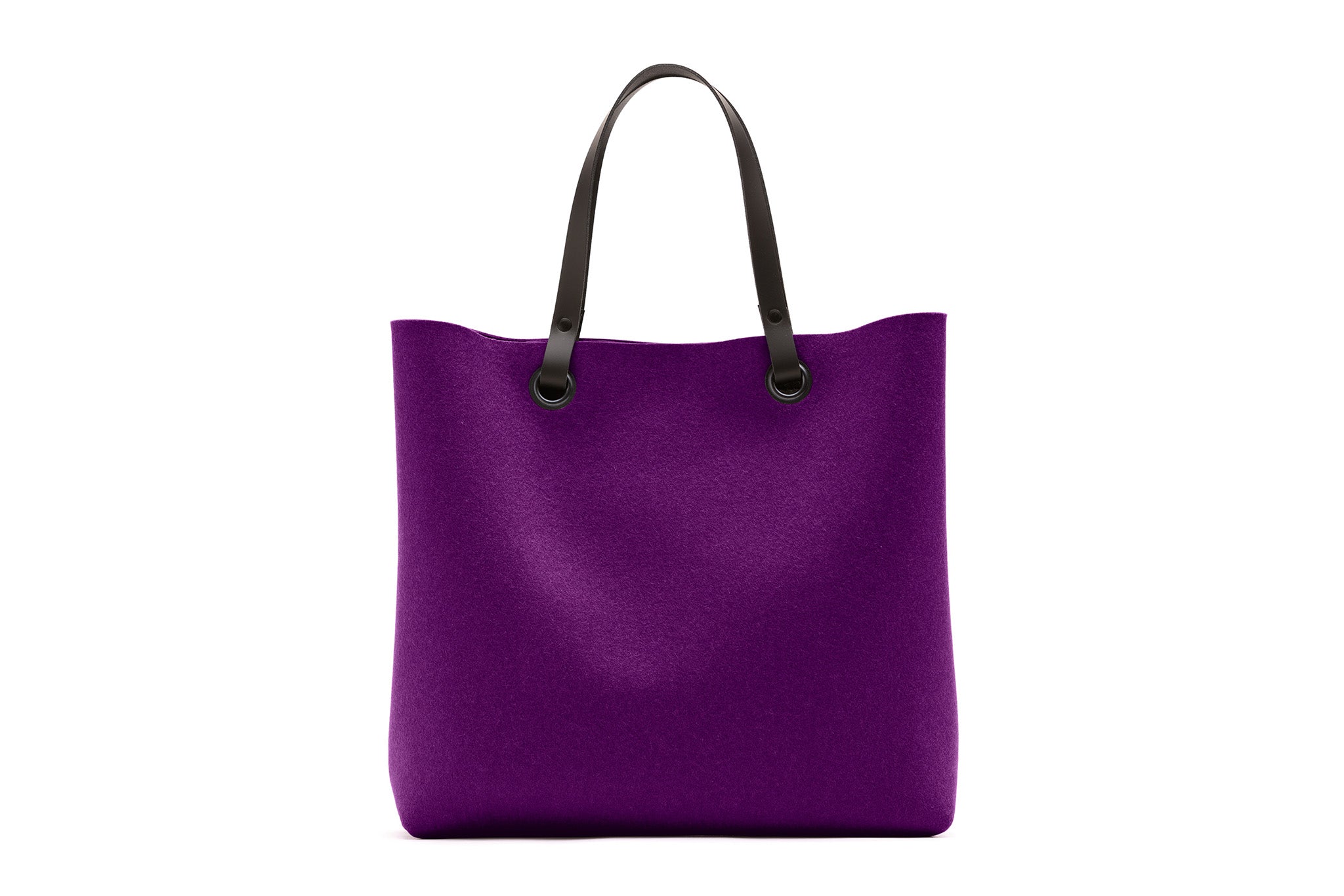 Hey-Sign Shopper-Tasche aus Filz mit Lederhenkeln, Größe L, Farbe Pflaume