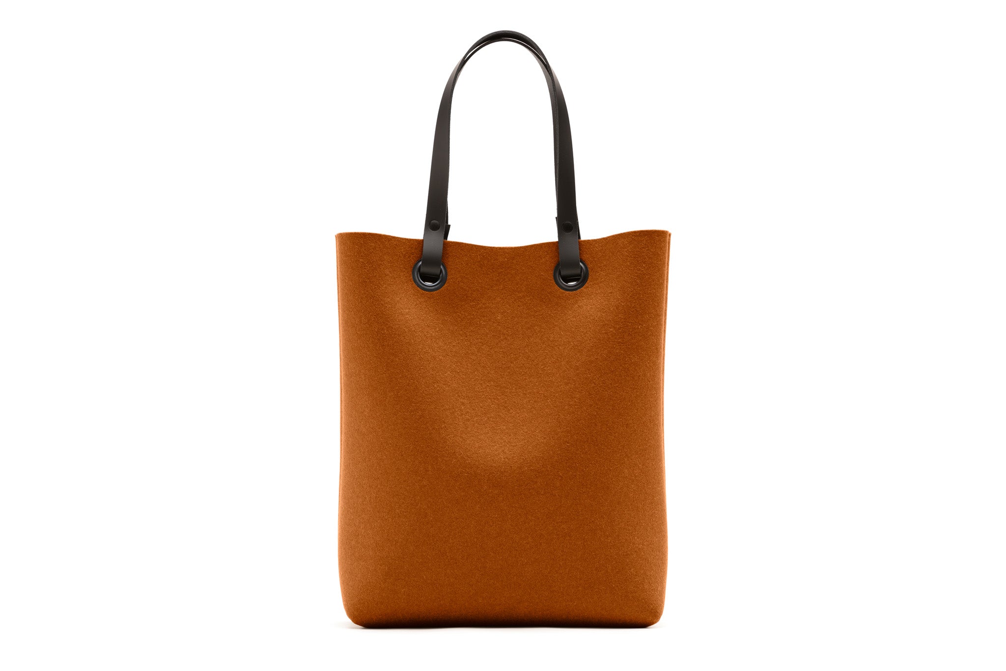 Hey-Sign Shopper-Tasche aus Filz mit Lederhenkeln, Größe M, Farbe Walnuss