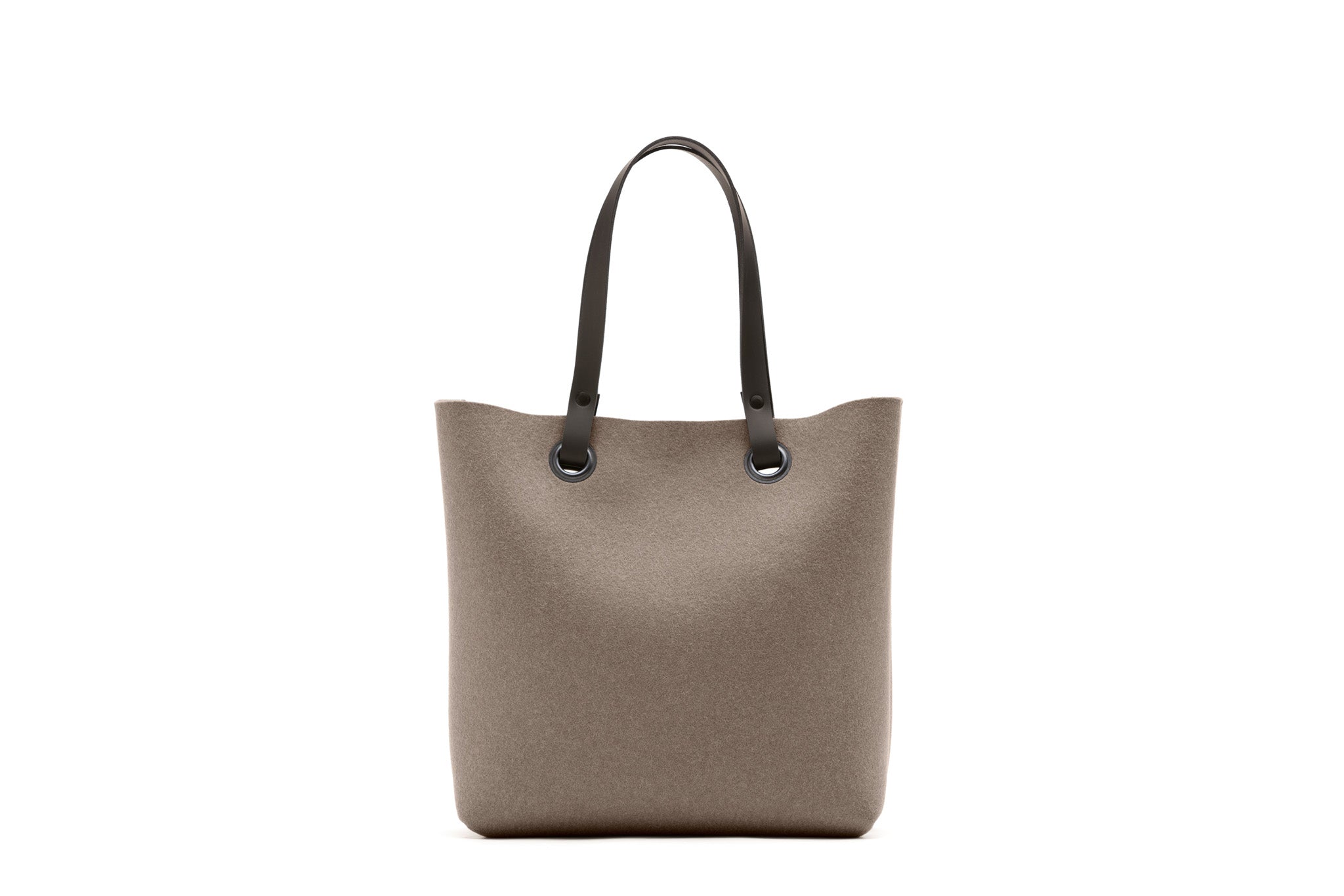 Hey-Sign Shopper-Tasche aus Filz mit Lederhenkeln, Größe S, Farbe Taupe