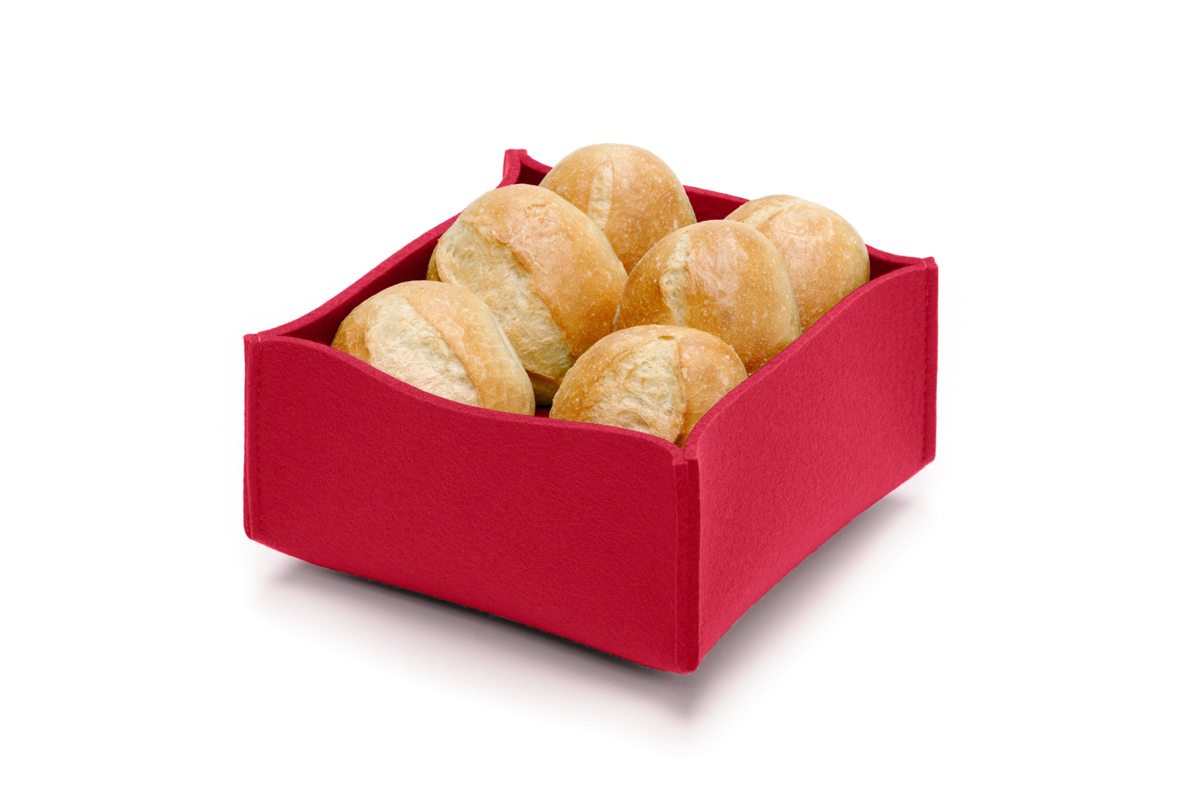 Hey-Sign Brotkorb aus Wollfilz, Farbe Mohnrot