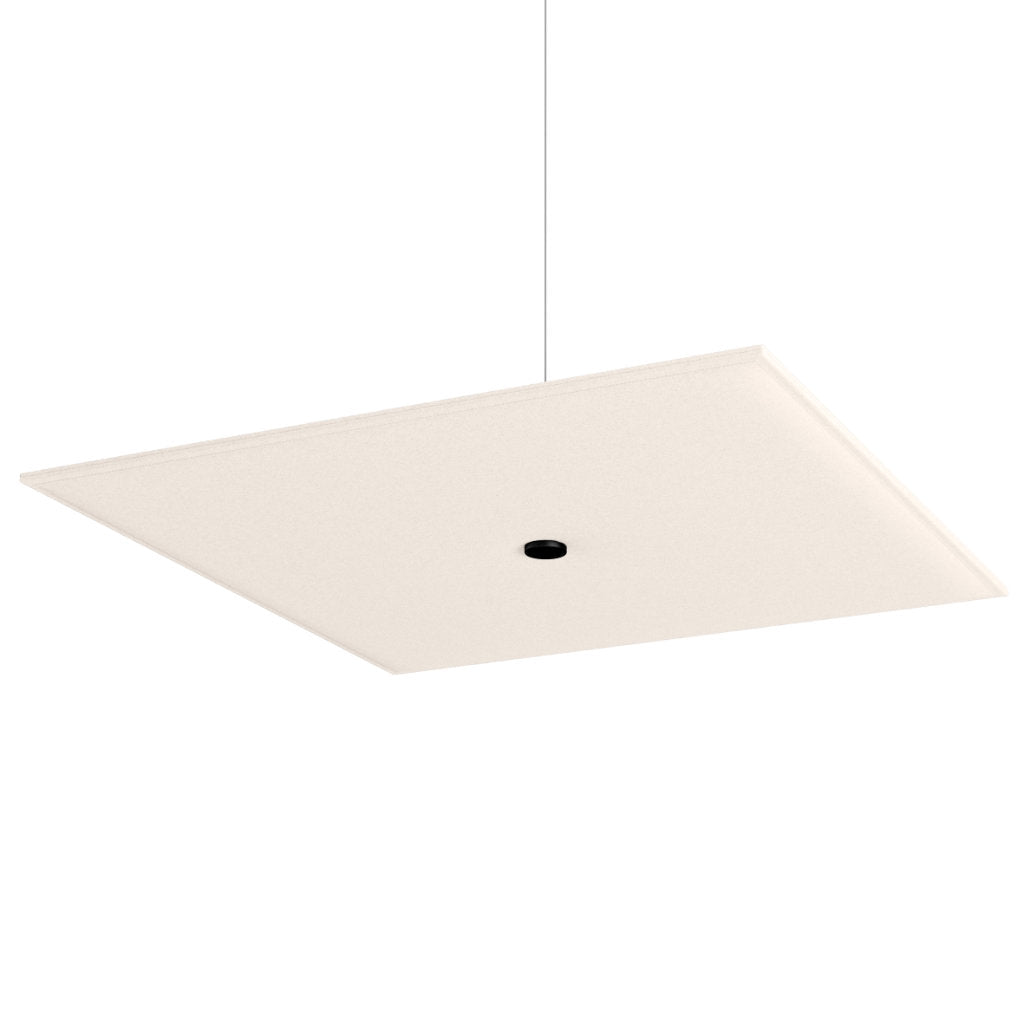 Hey-Sign Akustik Deckenelement Spot Square aus Filz mit Stahlseil-Aufhängung, Größe L, Farbe Wollweiss