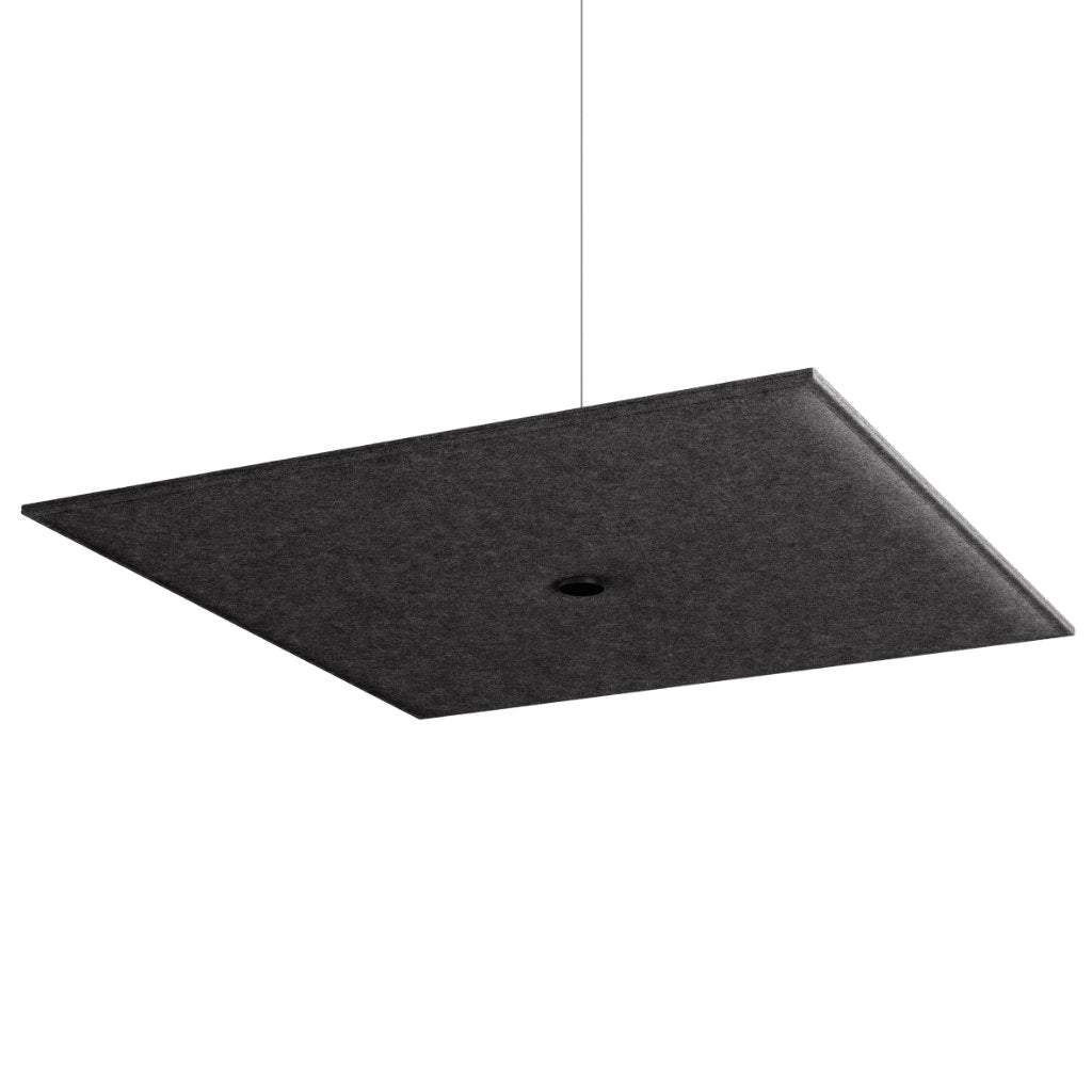Hey-Sign Akustik Deckenelement Spot Square aus Filz mit Stahlseil-Aufhängung, Größe L, Farbe Graphit