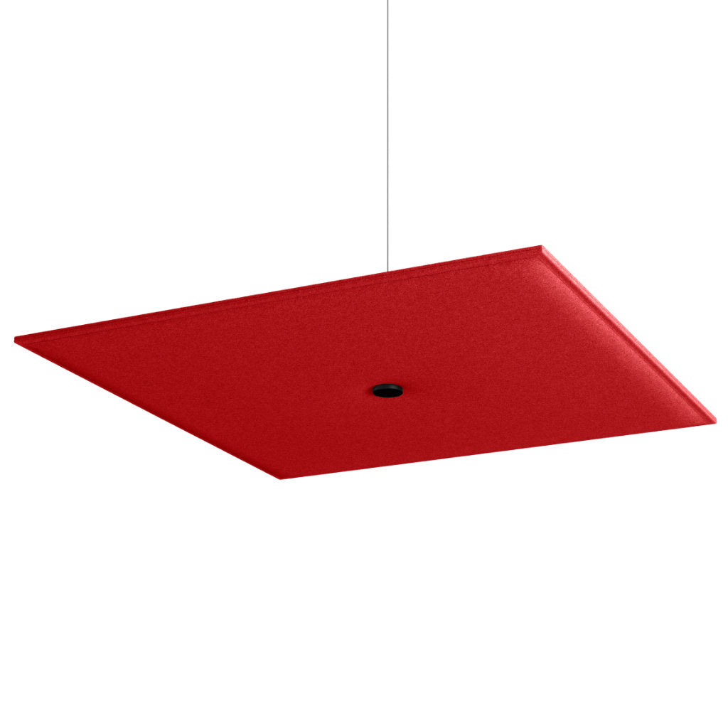 Hey-Sign Akustik Deckenelement Spot Square aus Filz mit Stahlseil-Aufhängung, Größe L, Farbe Rot