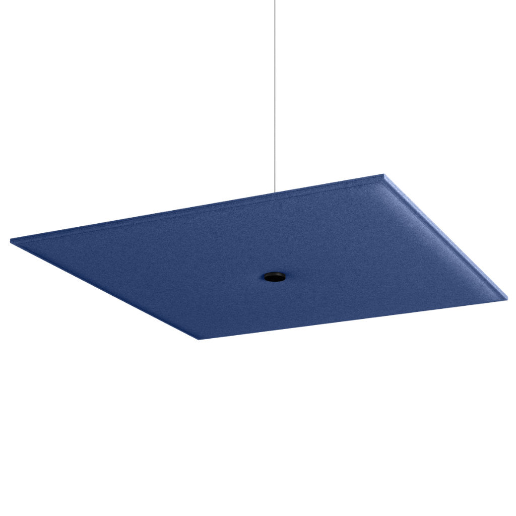 Hey-Sign Akustik Deckenelement Spot Square aus Filz mit Stahlseil-Aufhängung, Größe L, Farbe Indigo