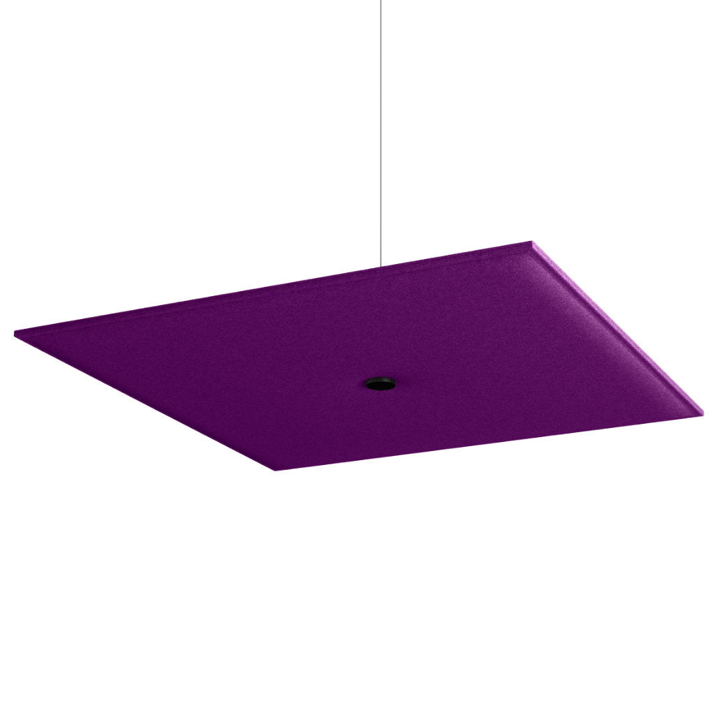 Hey-Sign Akustik Deckenelement Spot Square aus Filz mit Stahlseil-Aufhängung, Größe L, Farbe Pflaume