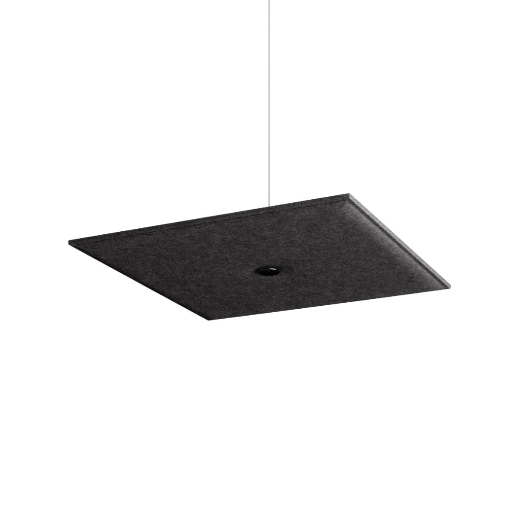 Hey-Sign Akustik Deckenelement Spot Square aus Filz mit Stahlseil-Aufhängung, Größe M, Farbe Graphit