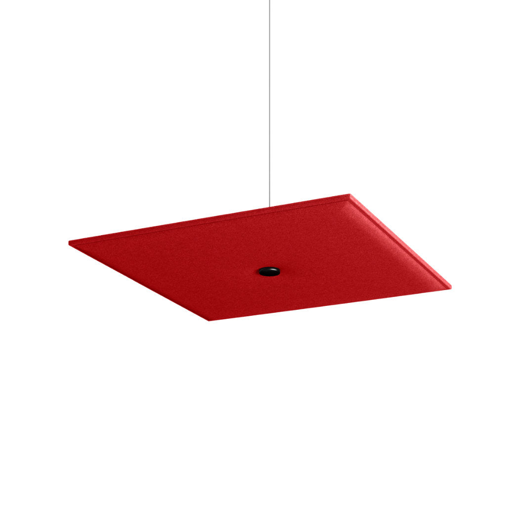 Hey-Sign Akustik Deckenelement Spot Square aus Filz mit Stahlseil-Aufhängung, Größe M, Farbe Rot