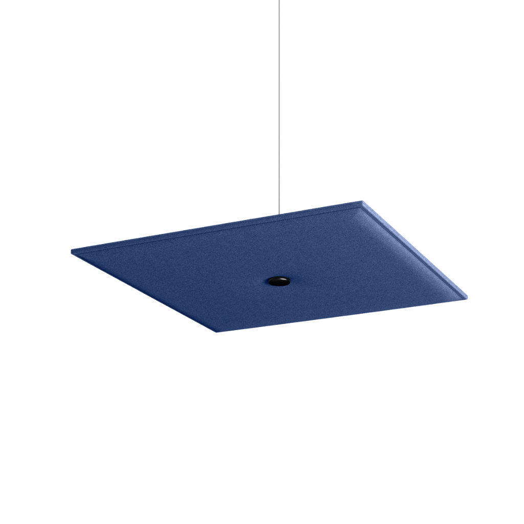 Hey-Sign Akustik Deckenelement Spot Square aus Filz mit Stahlseil-Aufhängung, Größe M, Farbe Indigo