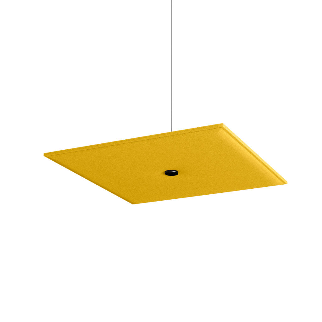 Hey-Sign Akustik Deckenelement Spot Square aus Filz mit Stahlseil-Aufhängung, Größe M, Farbe Curry