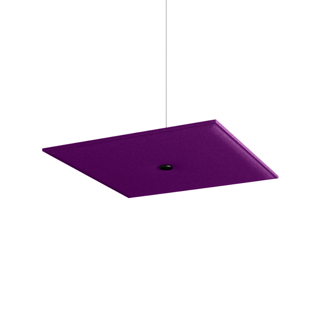 Hey-Sign Akustik Deckenelement Spot Square aus Filz mit Stahlseil-Aufhängung, Größe M, Farbe Pflaume