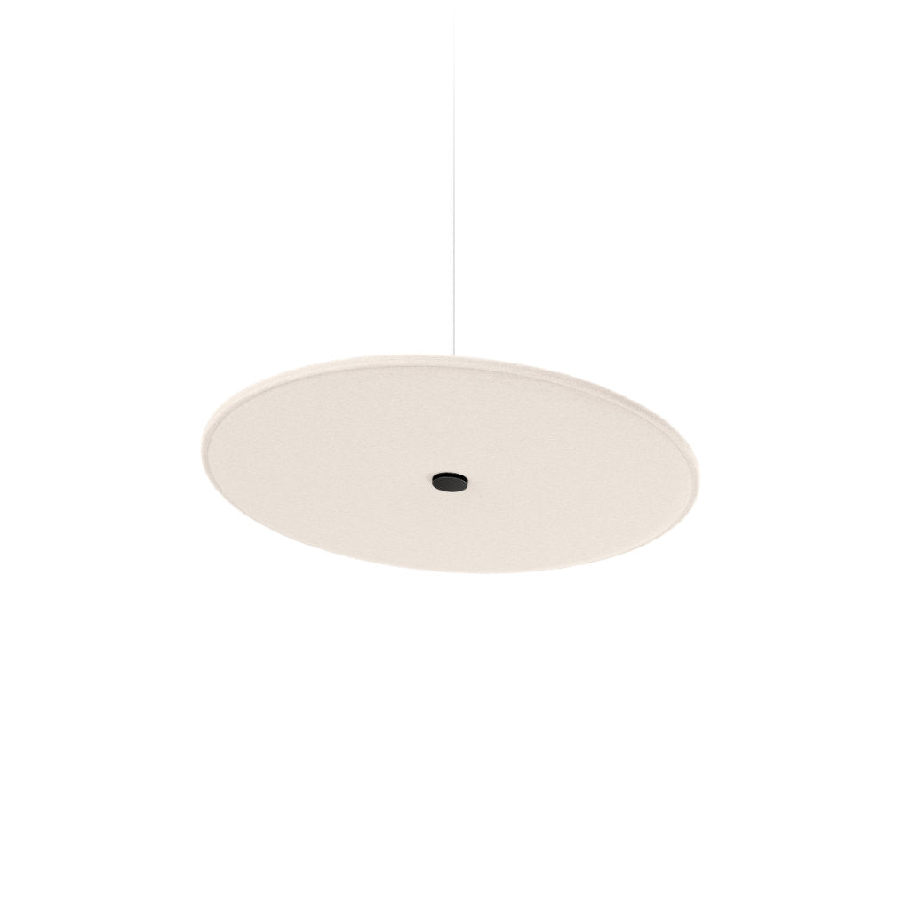 Hey-Sign Akustik Deckenelement Spot Circle aus Filz mit Stahlseil-Aufhängung, Größe M, Farbe Wollweiß