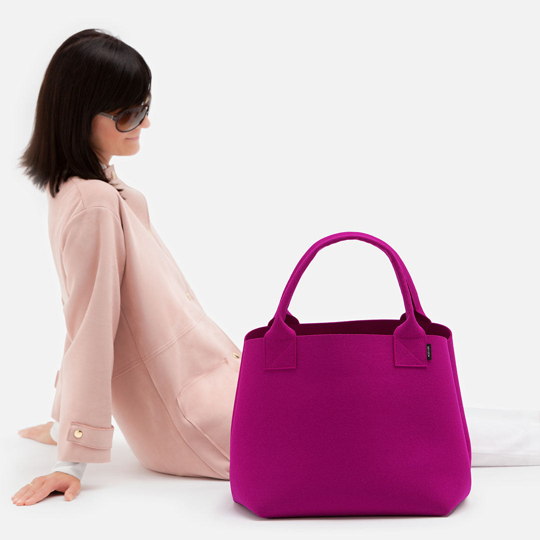Maxi Tasche von Hey-Sign aus Filz, große Handtasche in Pink mit verstellbarem Volumen