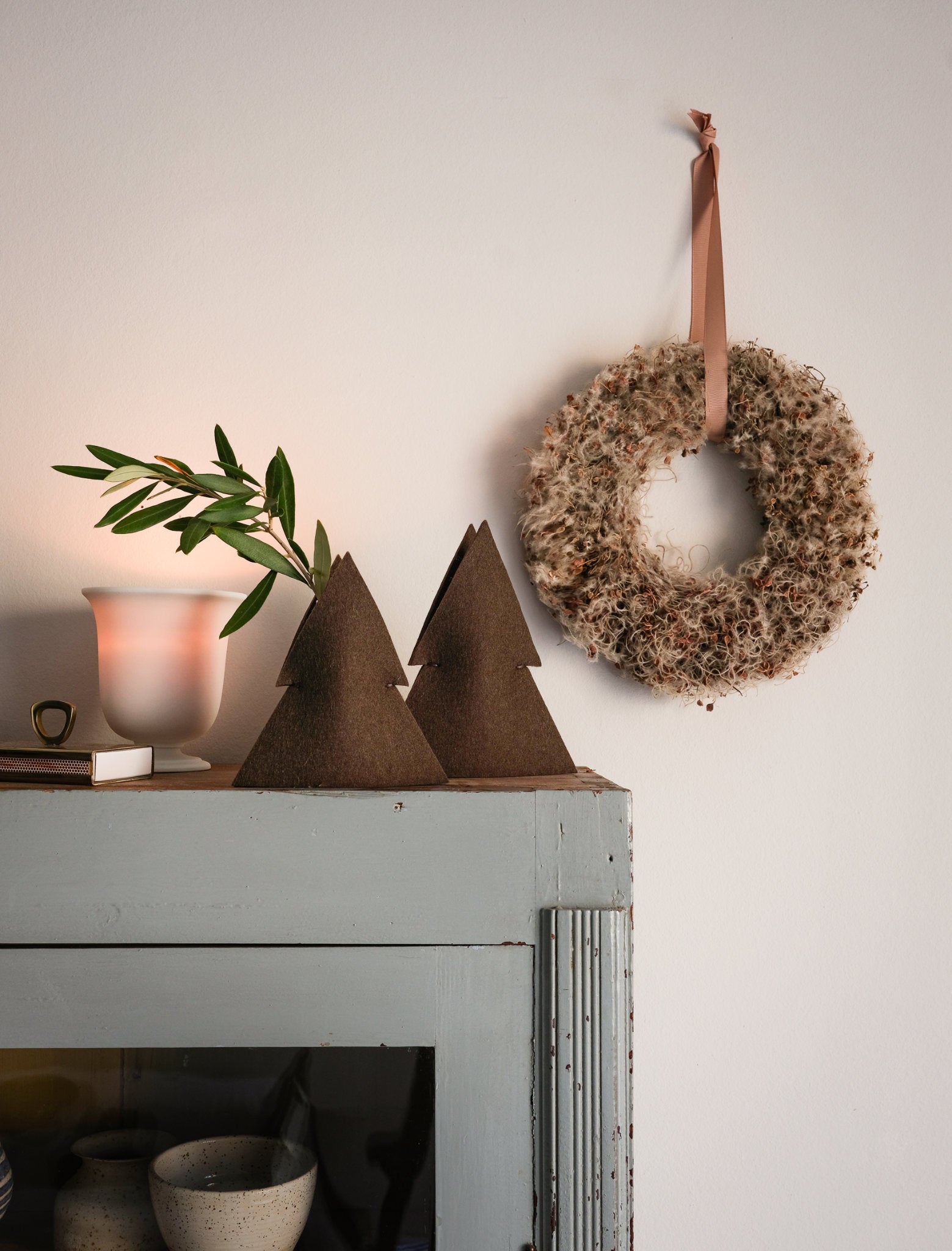 Vasen-Set Tannenbaum aus braunem Wollfilz von Hey-Sign