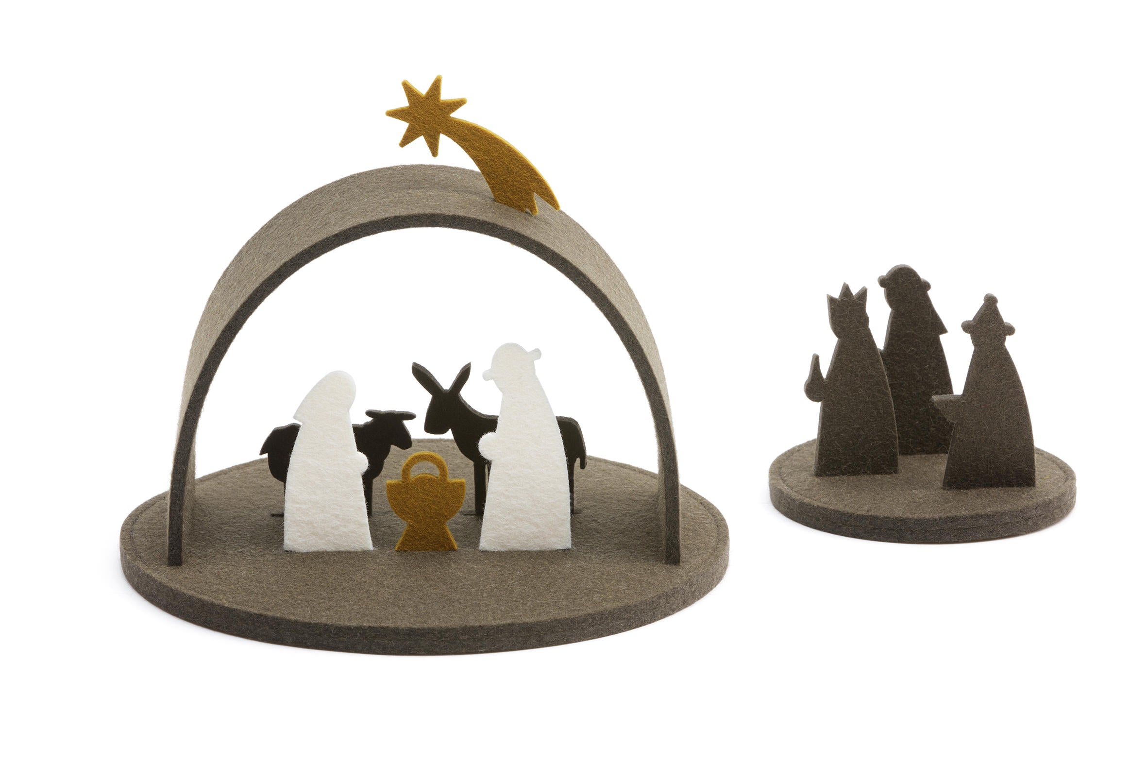 Weihnachtskrippe aus Wollfilz von Hey-Sign in der Farbe Umbra