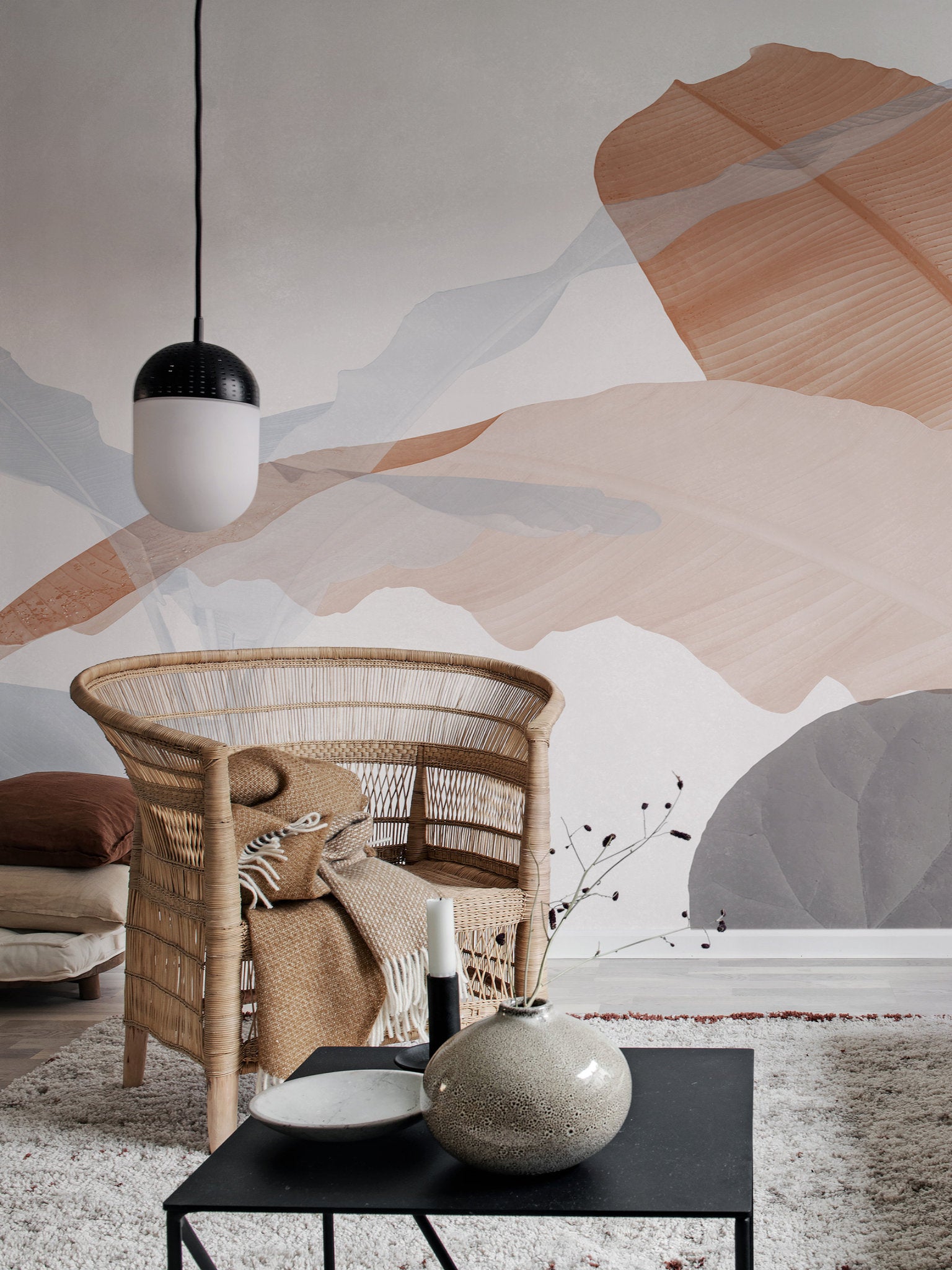 Tapete Balance von Rebel Walls im Wohnzimmer