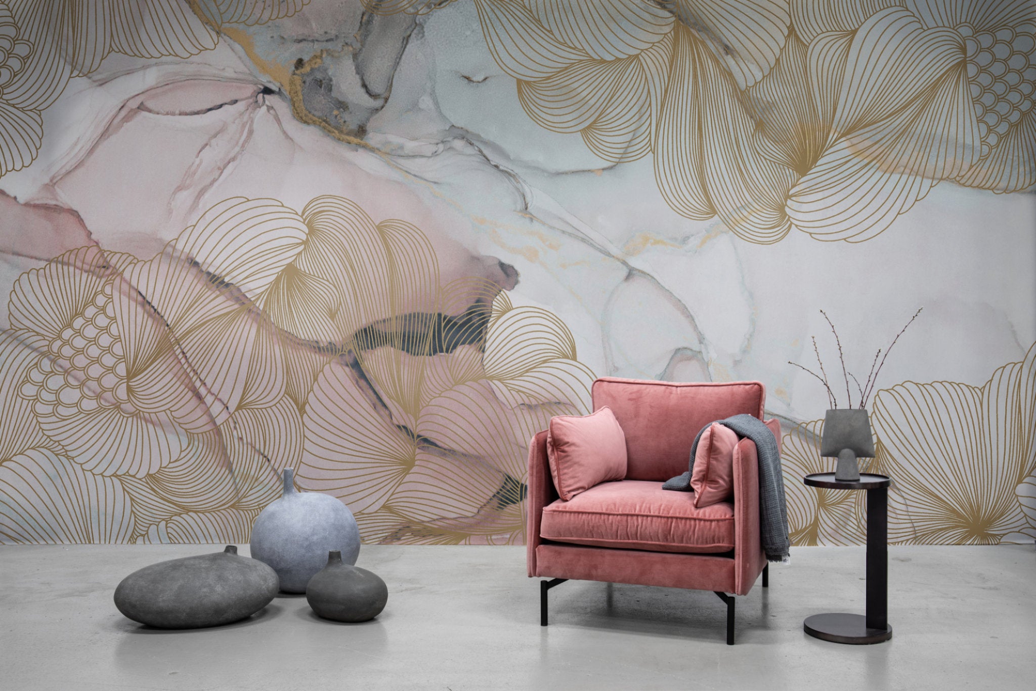 Tapete Opulence im Farbton Pink Marble von Rebelwalls