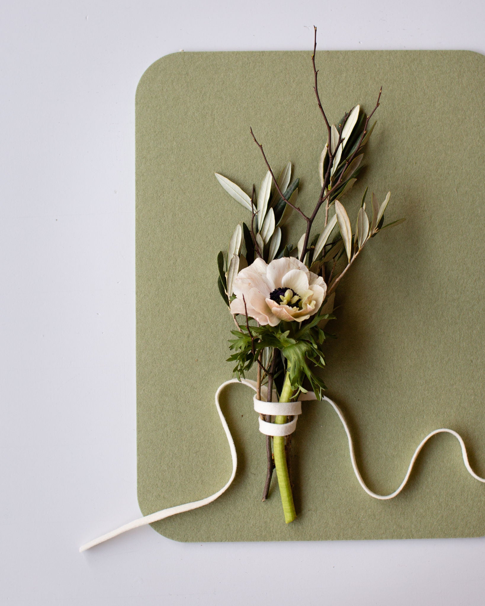 Hey-Sign Tischset aus Wollfilz, rechteckig mit gerundeten Ecken, Farbe Pistazie