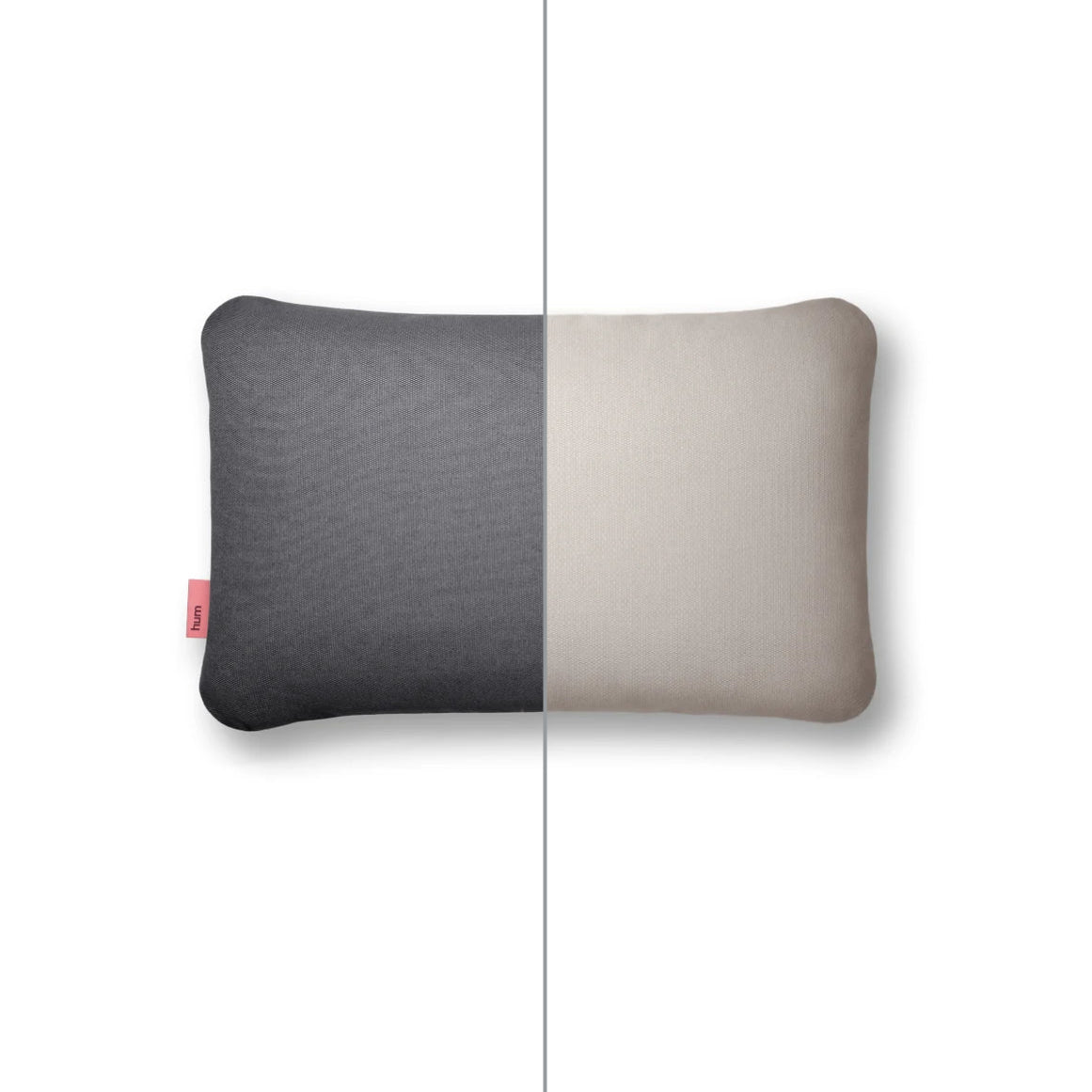 Zweifarbiges quadratisches Hum Outdoor Kissen Größe M in den Farben Stahl und Sand