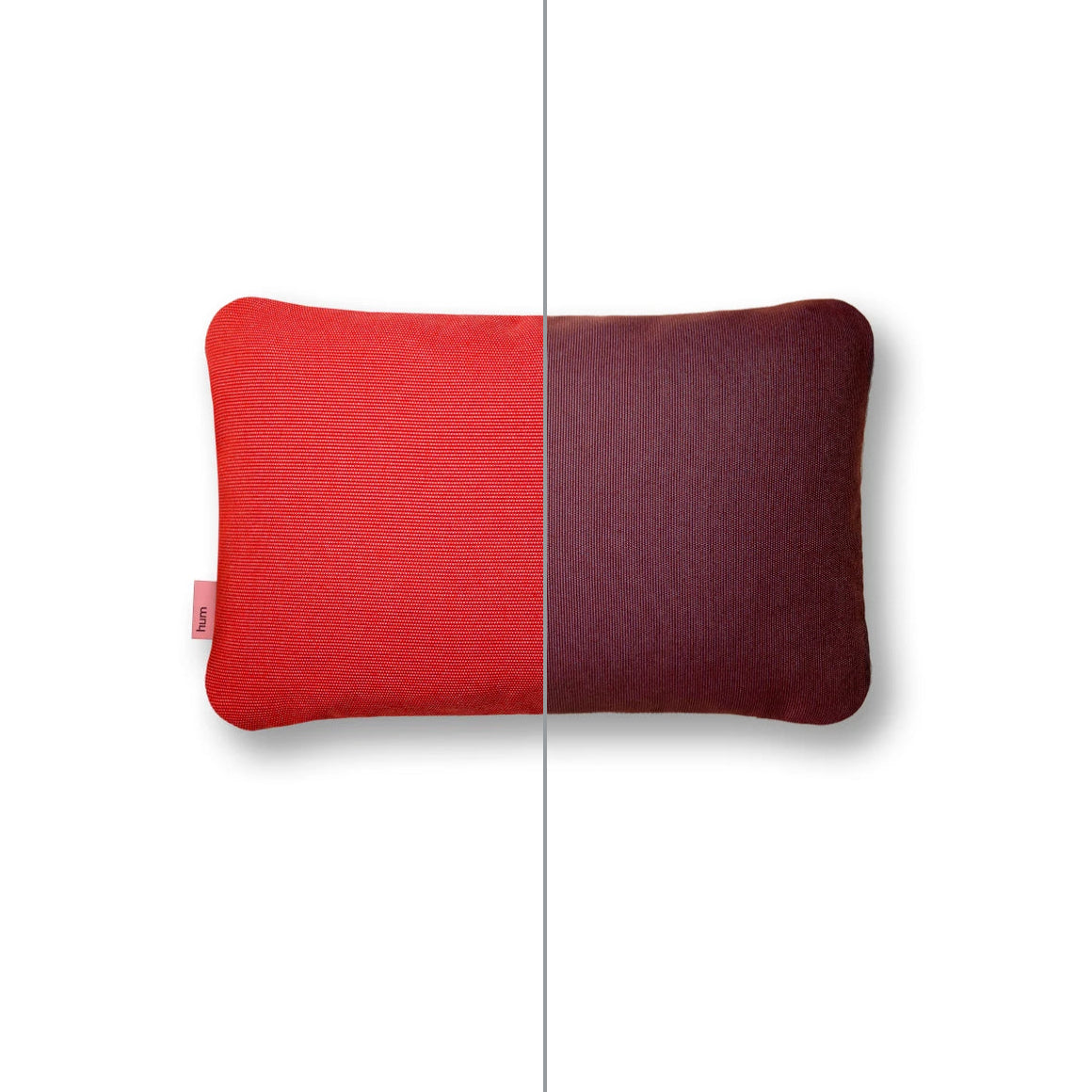 Zweifarbiges quadratisches Hum Outdoor Kissen Größe M in den Farben Hibiskus und Merlot