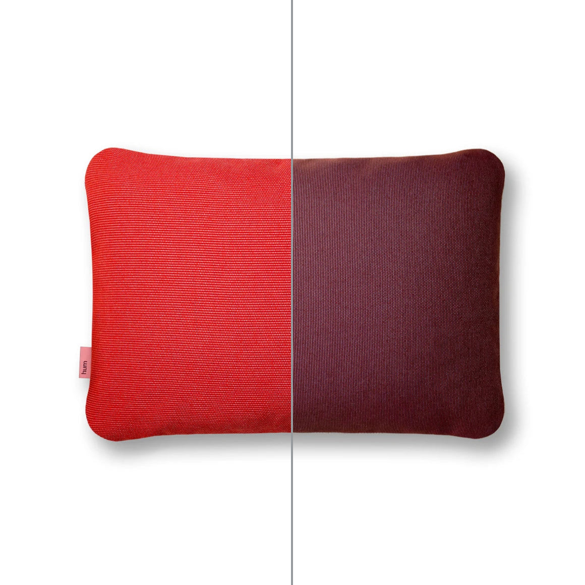 Zweifarbiges Zweifarbiges quadratisches Hum Outdoor Kissen Größe L in den Farben Hibiskus und Merlot