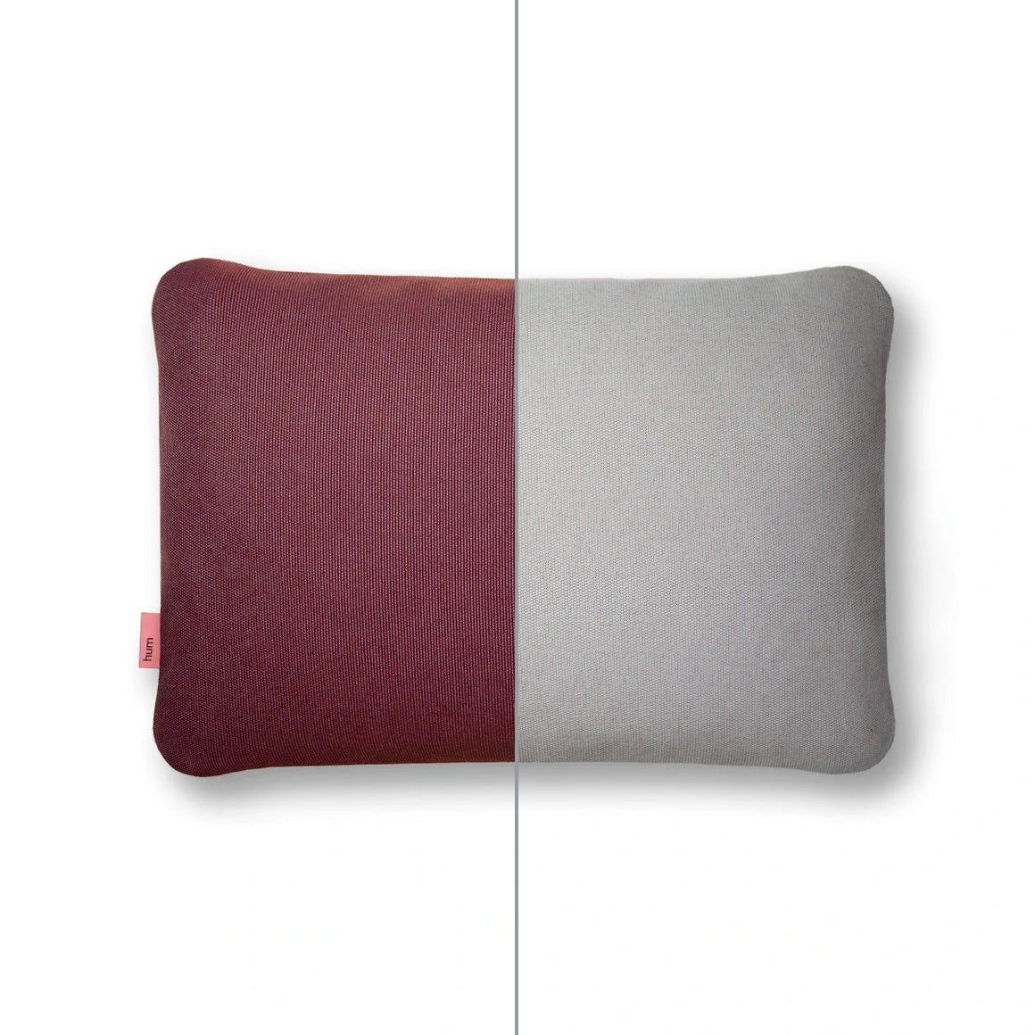 Zweifarbiges Zweifarbiges quadratisches Hum Outdoor Kissen Größe L in den Farben Merlot und Kreide