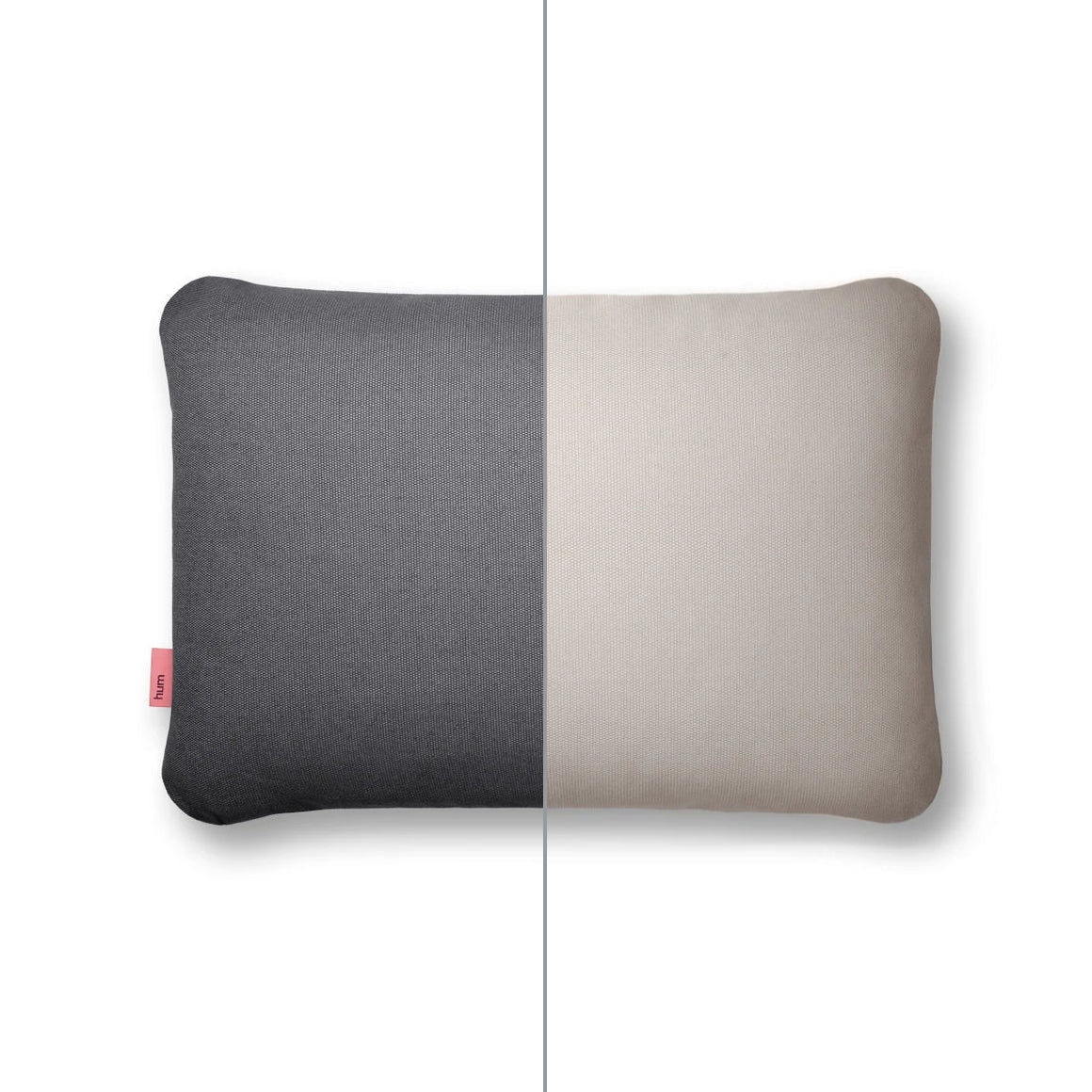 Zweifarbiges Zweifarbiges quadratisches Hum Outdoor Kissen Größe L in den Farben Stahl und Sand